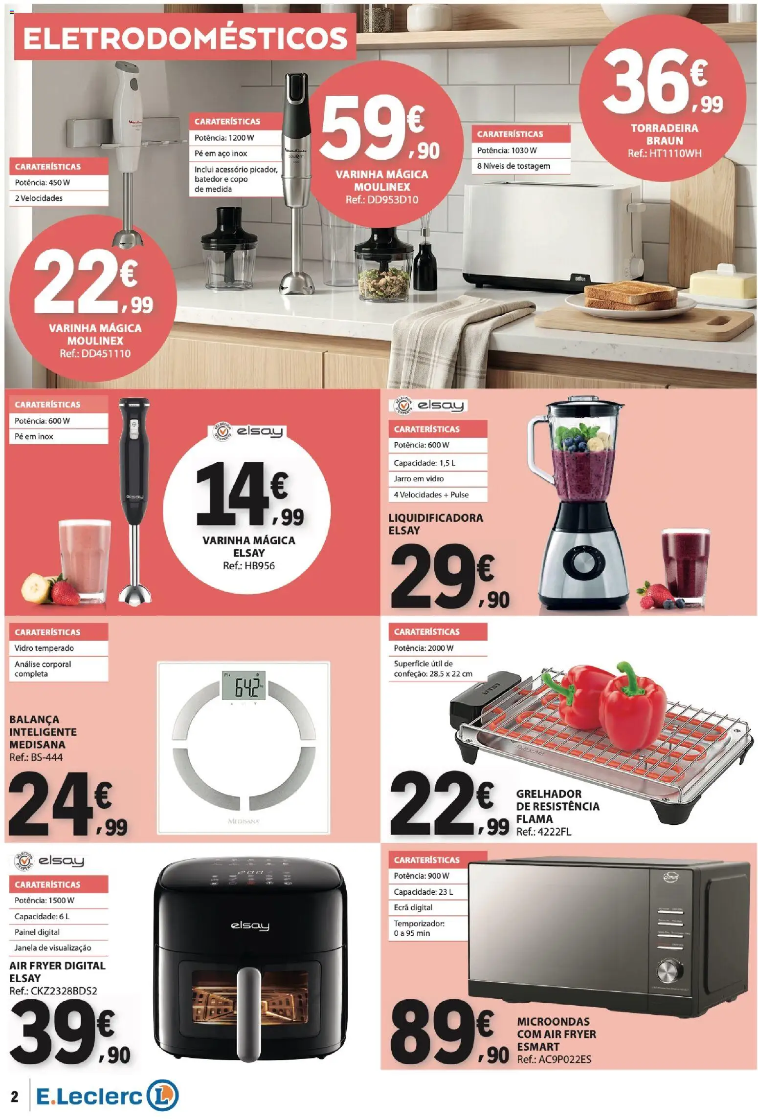 E.Leclerc folheto Não Alimentar │ válido de 16/07/2026 | Página: 2 | Produtos: Air fryer, Batedor, Torradeira, Janela