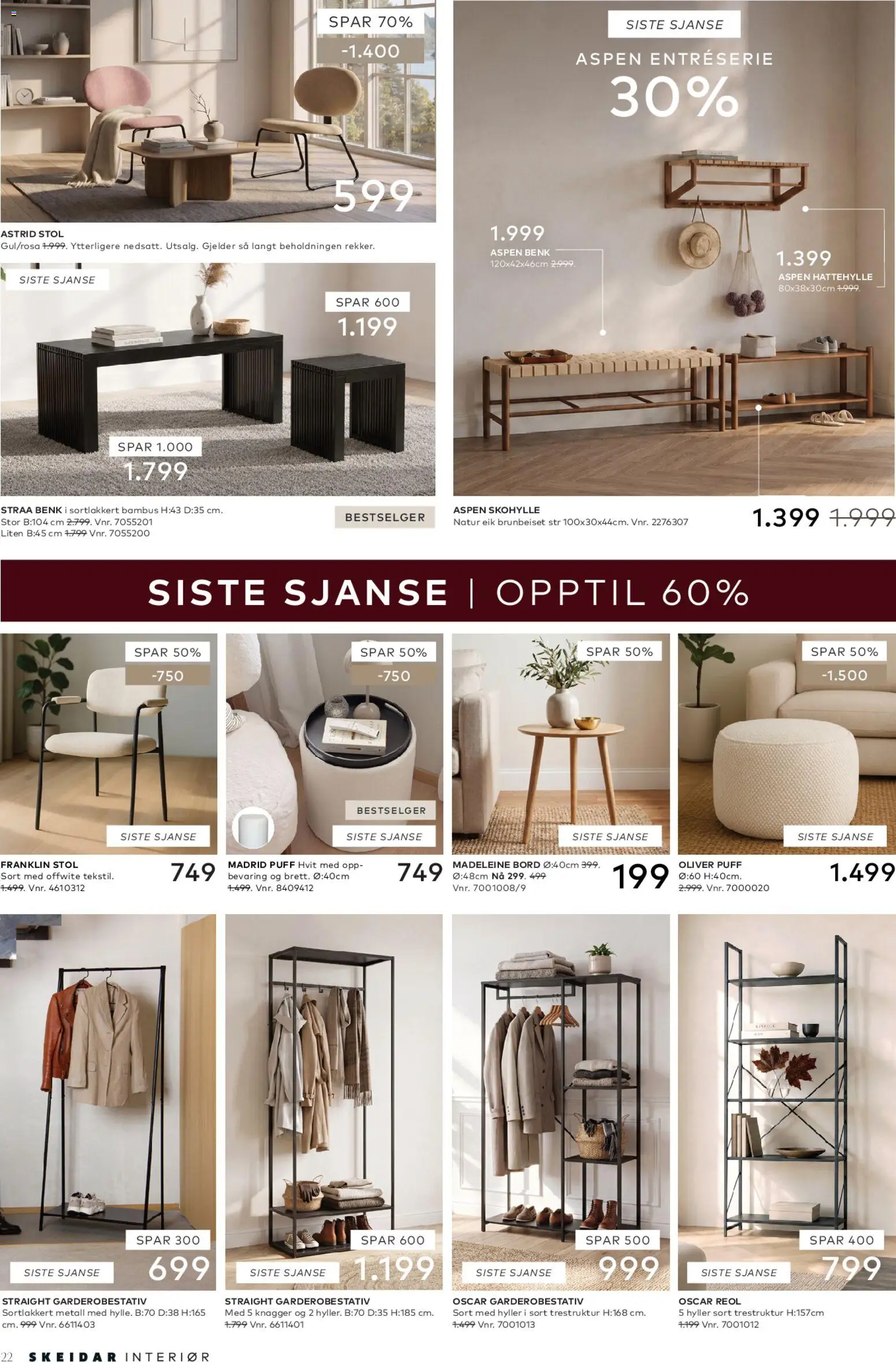 {H1} | Side: 22 | Produkter: Skohylle, Reol, Hattehylle, Bord
