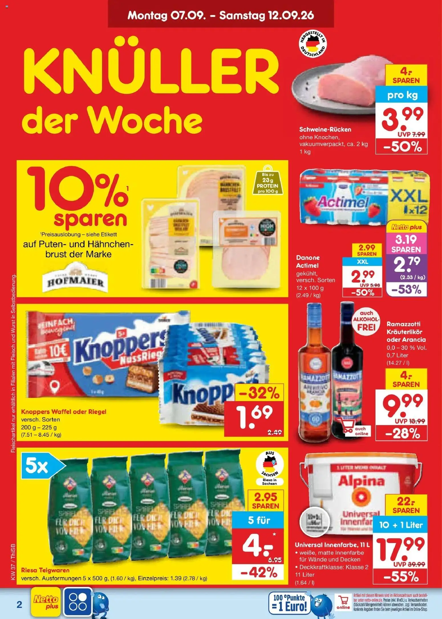Netto Marken-Discount Prospekt Pirna – gültig ab 07.09.2026 | Seite: 4 | Produkte: Hahnchen, Actimel, Wurst, Schweinerucken