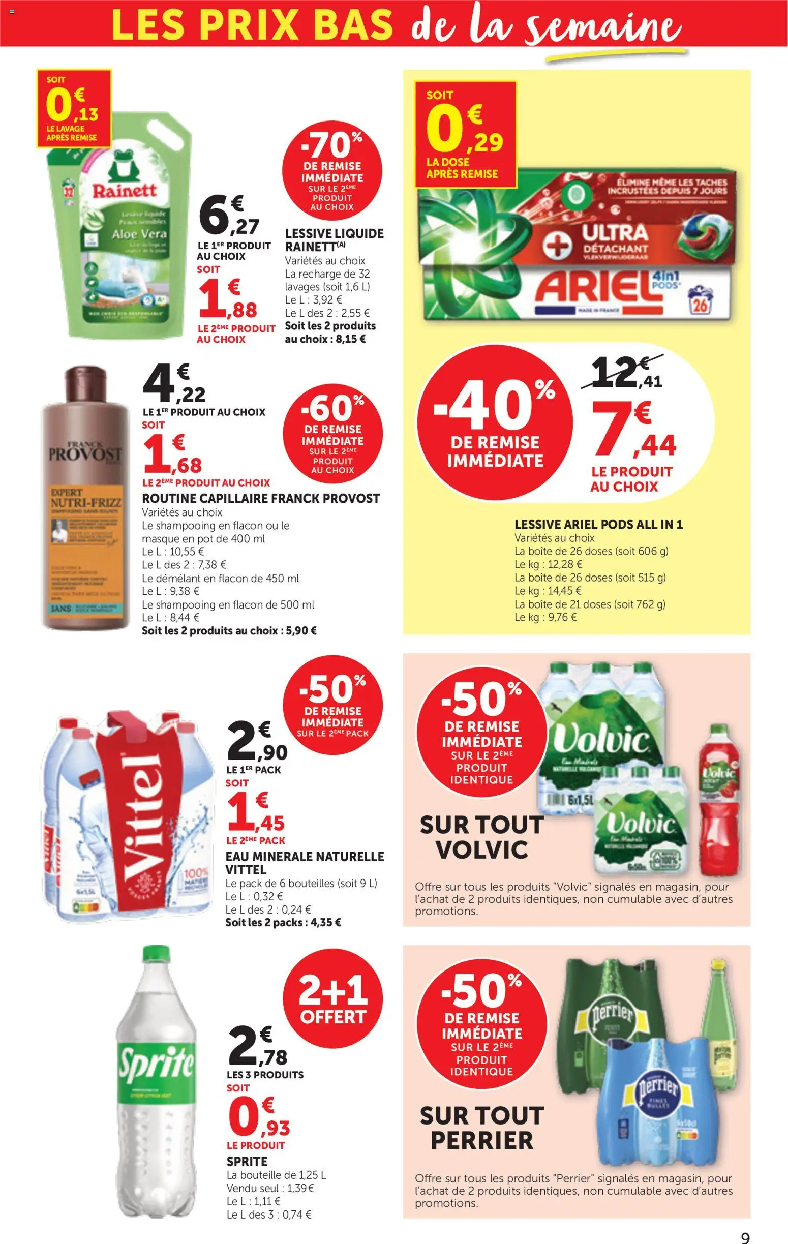 {H1} | Page: 9 | Produits: Volvic, Ariel, Vittel, Lessive