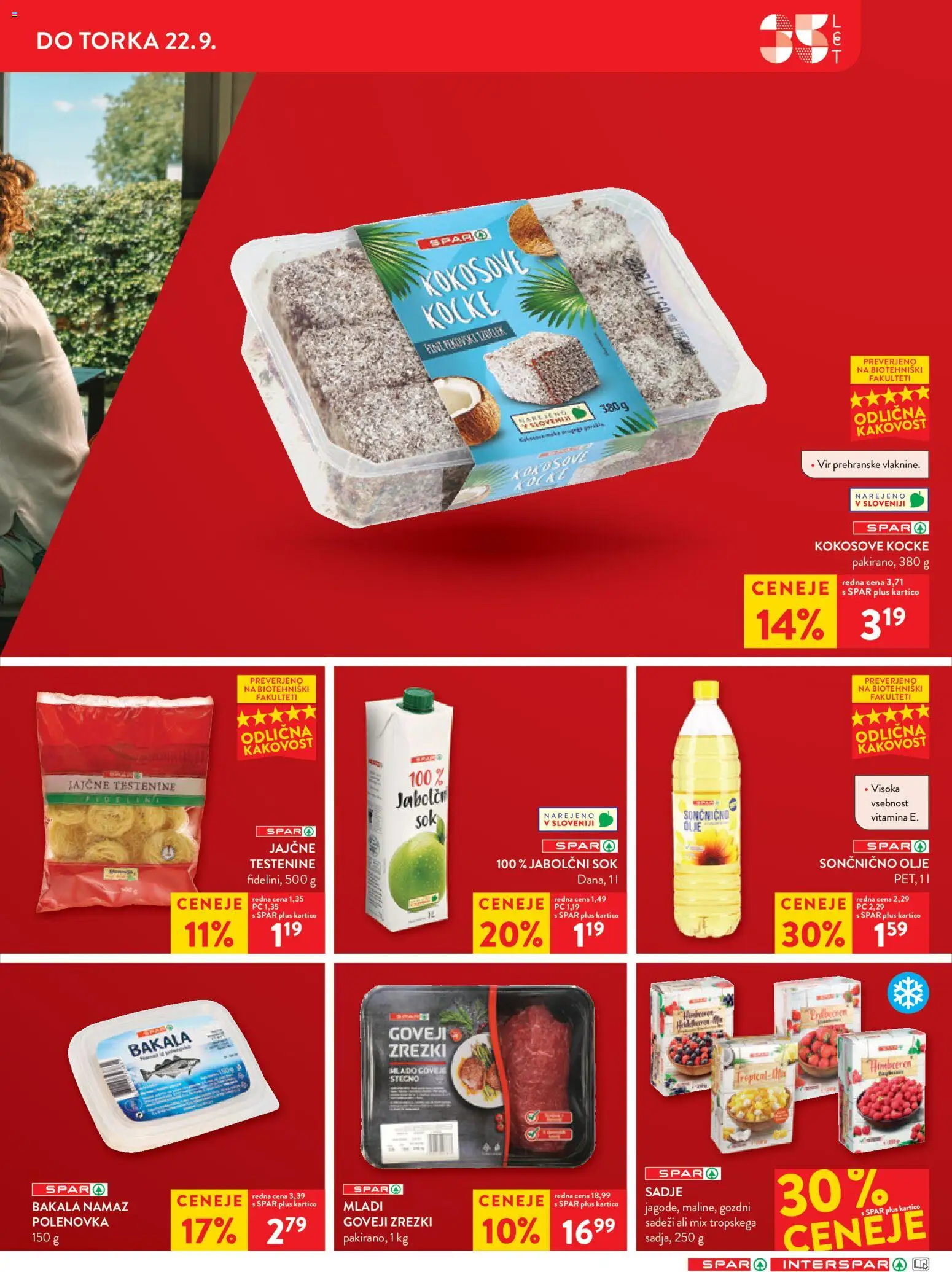 Novi Spar katalog ponudbe – veljaven od 16.09.2026 | Stran: 15 | Izdelki: Namaz, Olje, Sok, Sadje