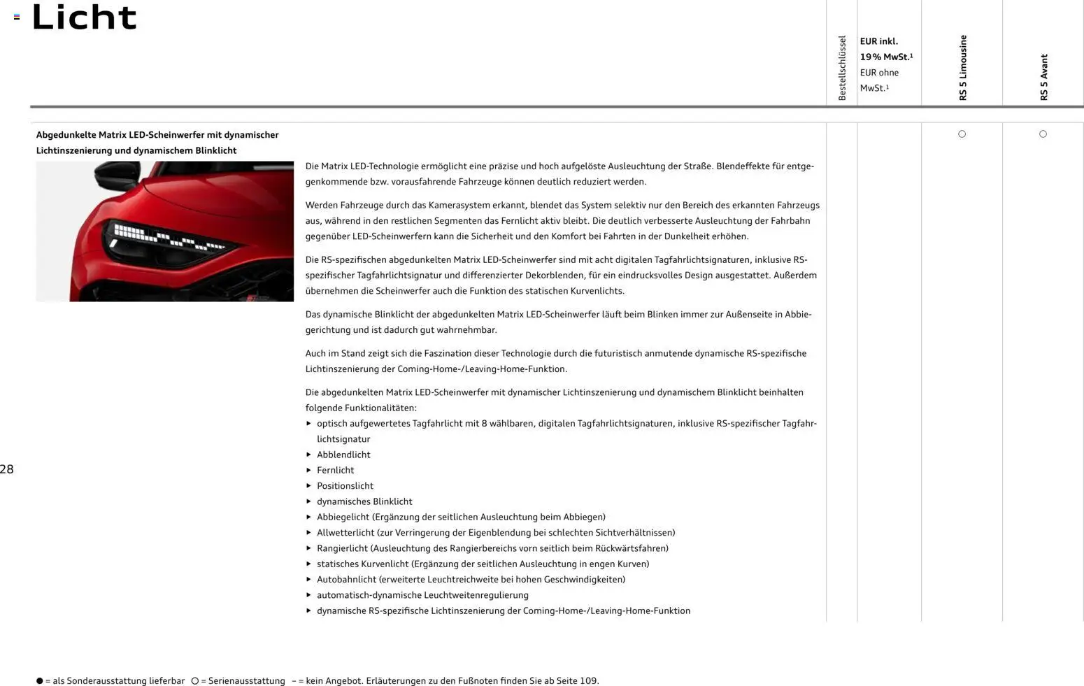 Audi RS 5 Limousine / RS 5 Avant – gültig ab 01.04.2026 | Seite: 28