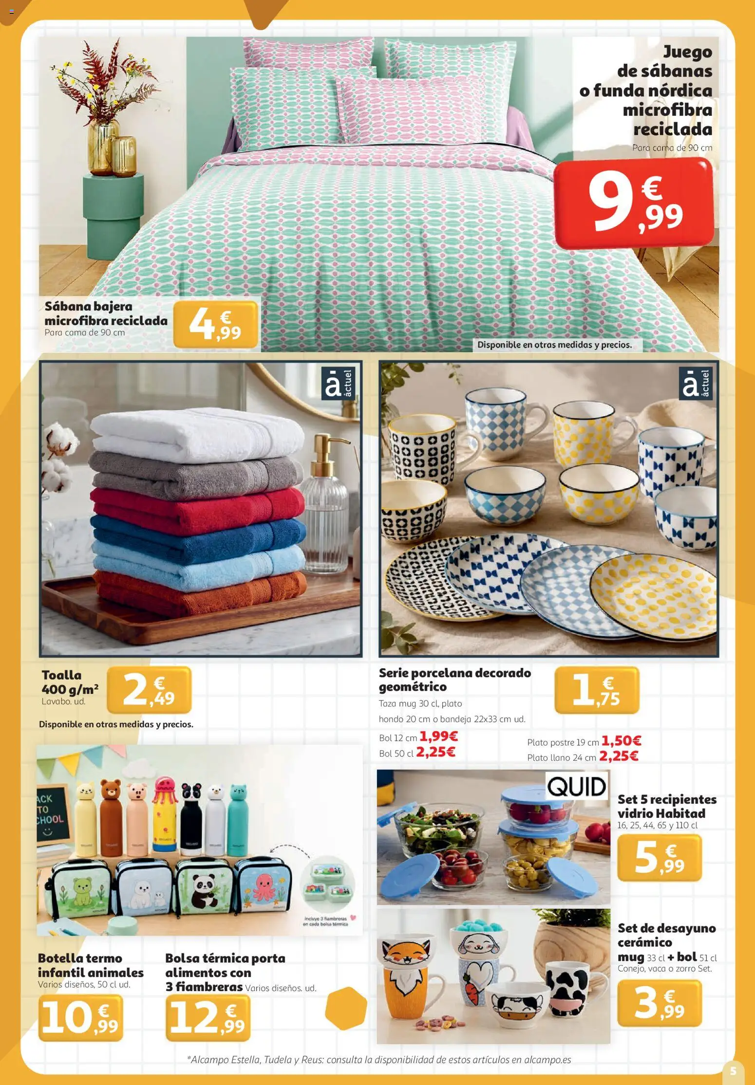 Alcampo - Superstore Nacional │ válido desde el 27/08/2026 | Página: 5 | Productos: Postre, Juego de sábanas, Cama, Alimentos