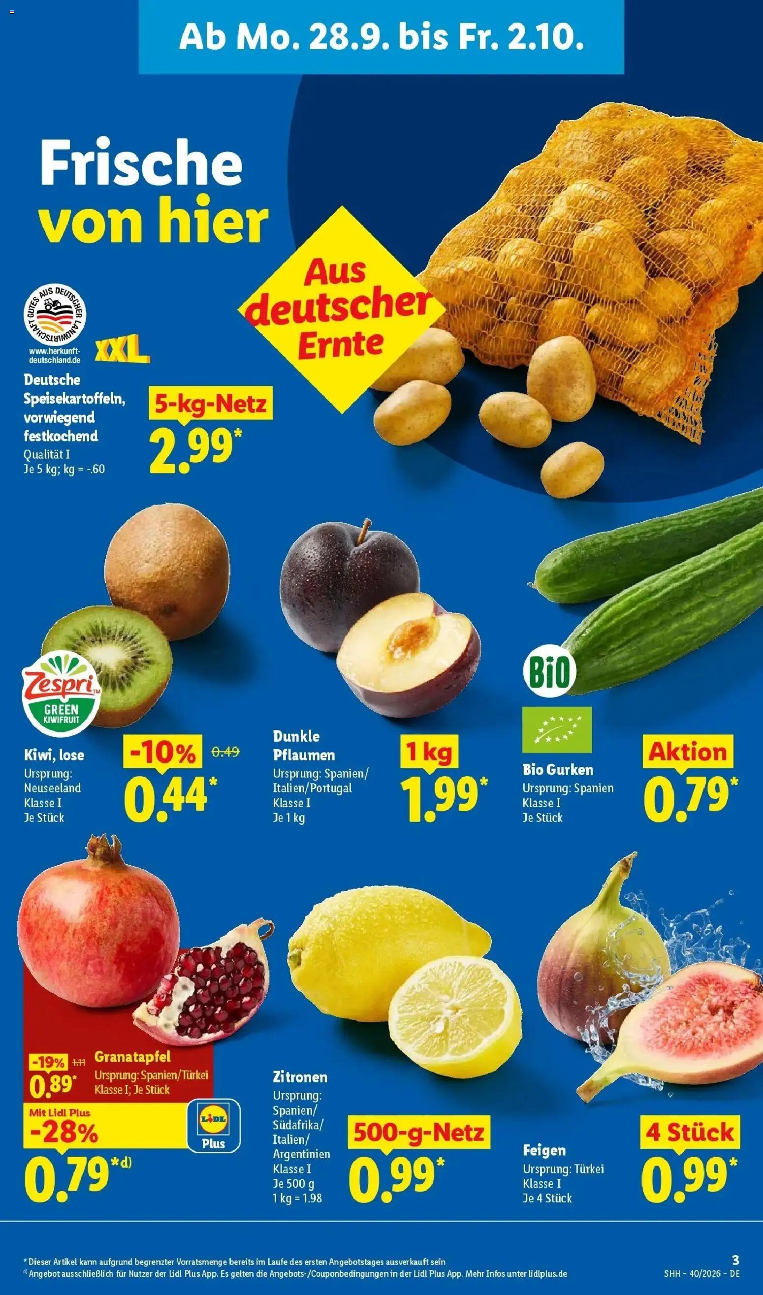Lidl Prospekt Enkenbach-alsenborn – gültig ab 28.09.2026 | Seite: 3 | Produkte: Granatapfel, Pflaumen, Kiwi, Zitronen