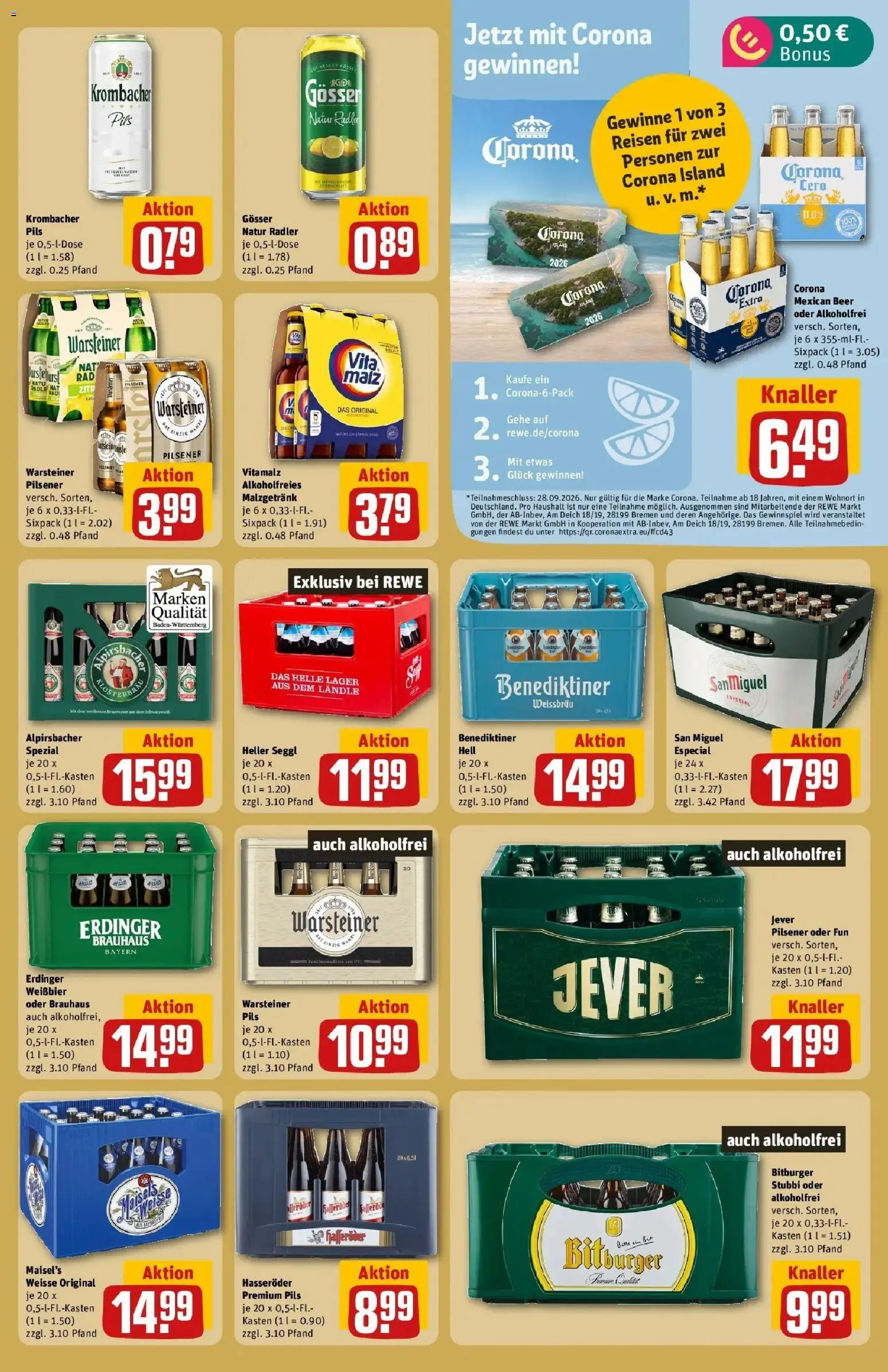 Rewe Prospekt Heidelberg / Rohrbach – gültig ab 27.07.2026 | Seite: 19 | Produkte: Weißbier, Radler, Warsteiner, Krombacher