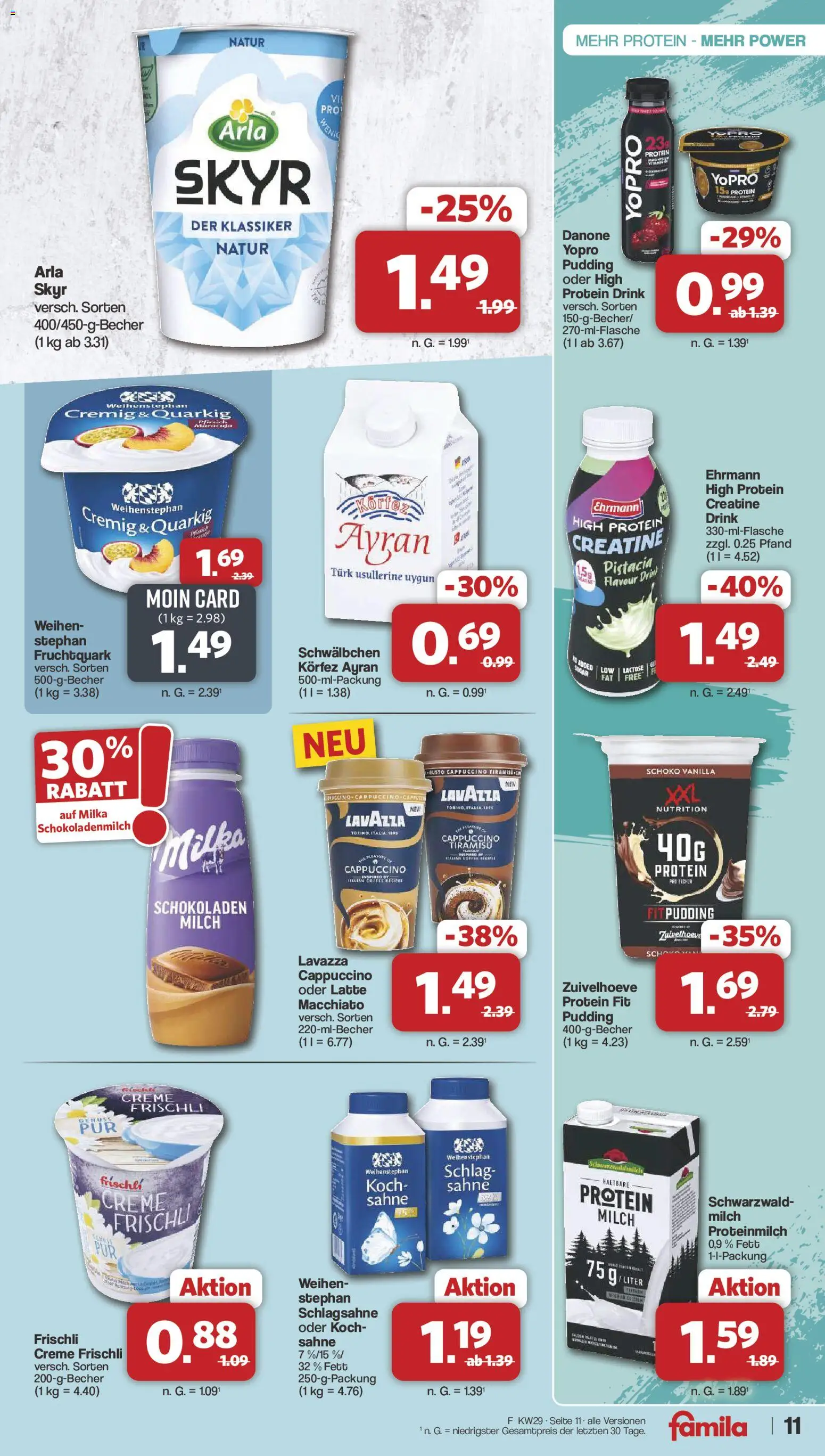 Famila Nordwest Prospekt – gültig ab 13.07.2026 | Seite: 11 | Produkte: Lavazza, Schlagsahne, Milch, Sahne