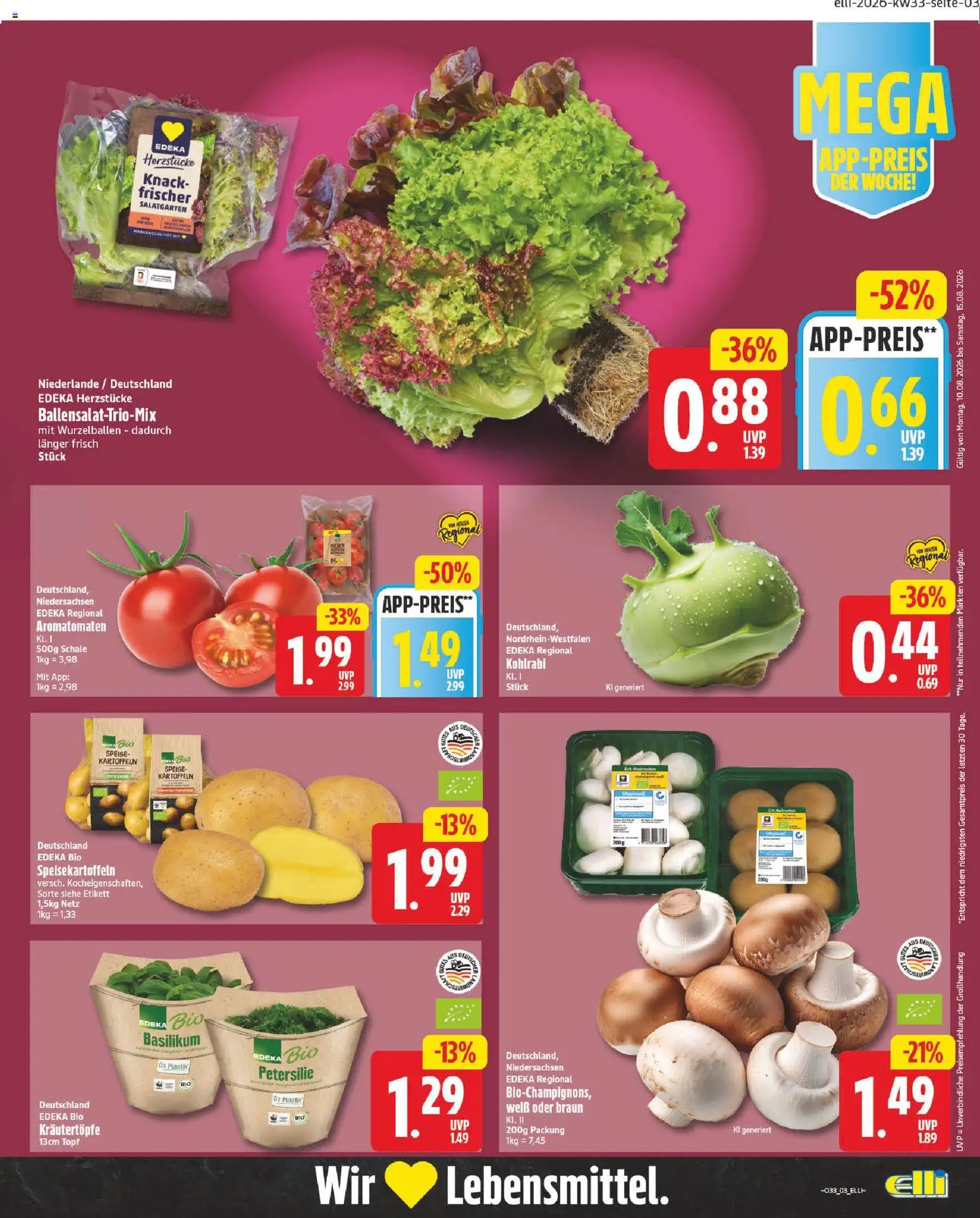 Elli Markt Prospekt Gütersloh – gültig ab 10.08.2026 | Seite: 3 | Produkte: Kohlrabi, Kartoffeln, Petersilie
