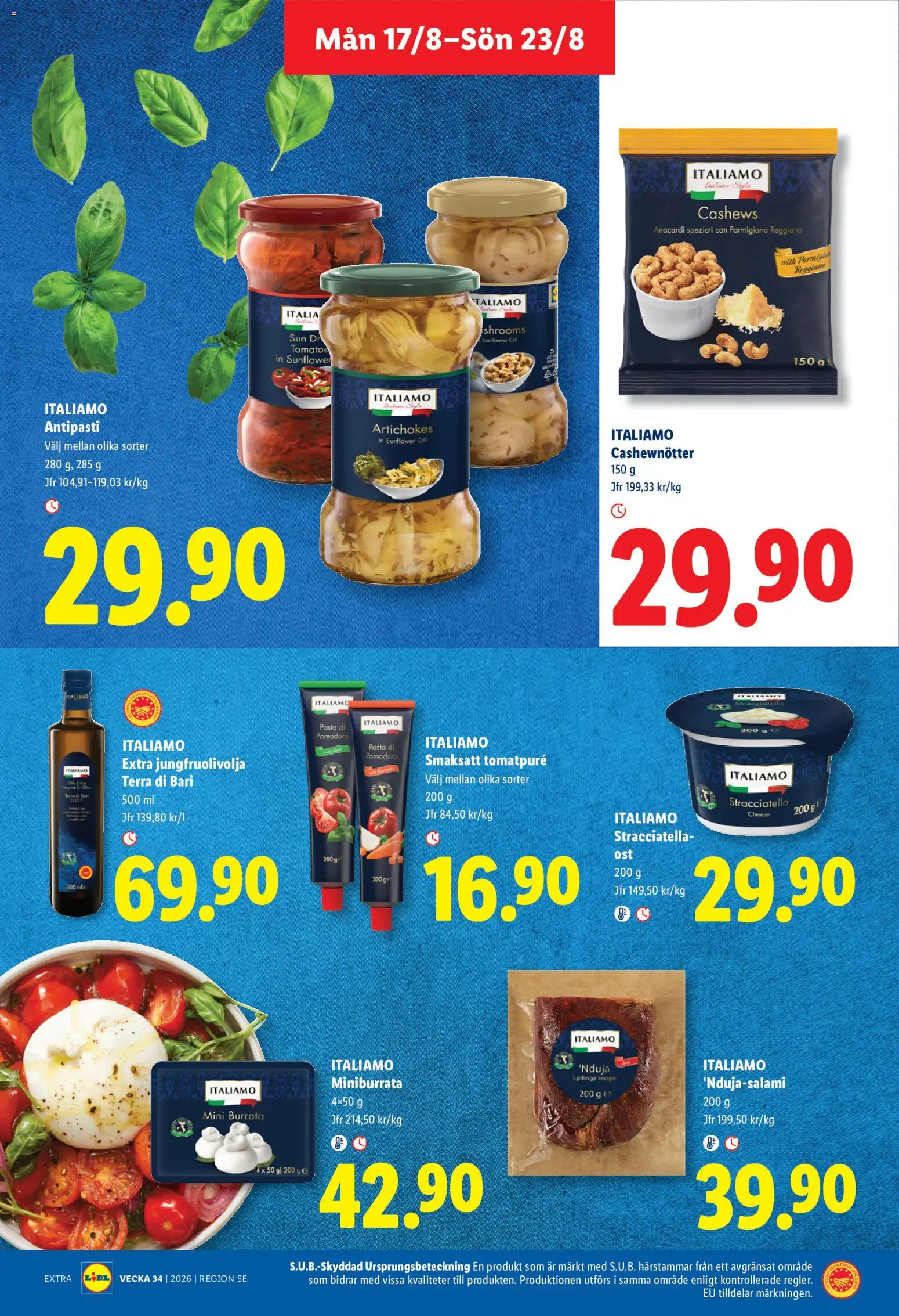 Lidl reklamblad aktuell från 17/08/2026 | Sida: 15 | Produkter: Parmigiano Reggiano, Burrata, Salami, Pasta