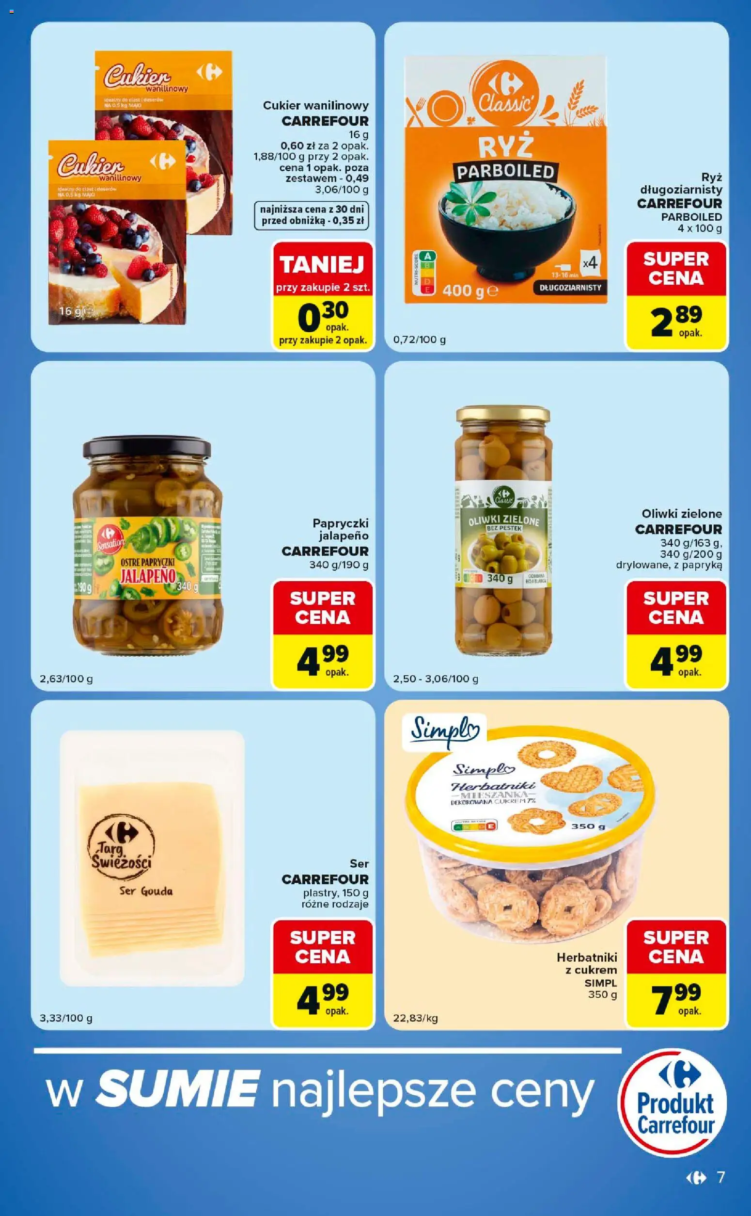 Carrefour gazetka - Express od 30.06.2026 | Strona: 7 | Produkty: Oliwki zielone, Herbatniki, Ser, Cukier wanilinowy
