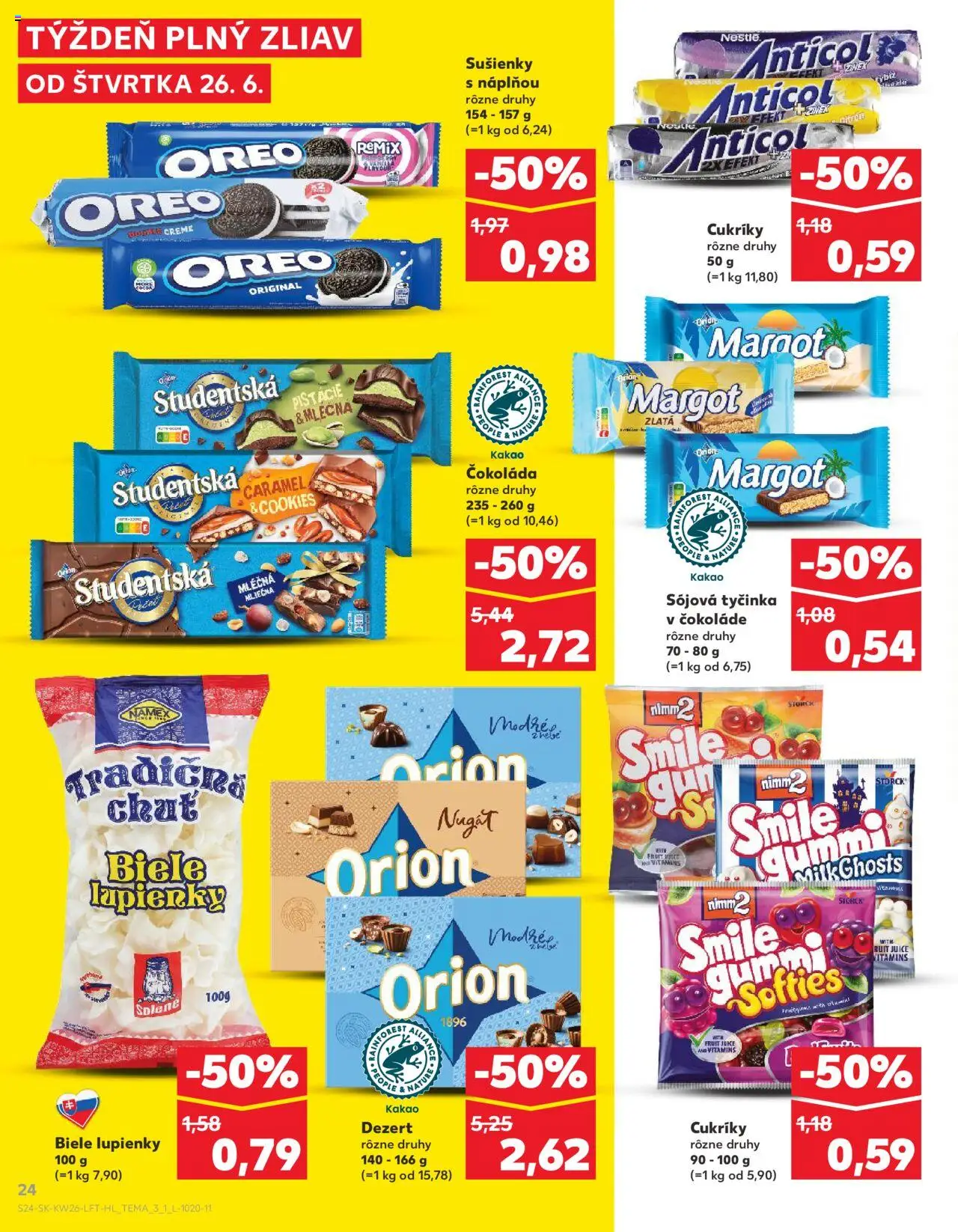 Nové Kaufland akcie – leták je platný od 26.06.2025 | Strana: 24 | Produkty: Sušienky, Cukríky, Pistácie, Kakao