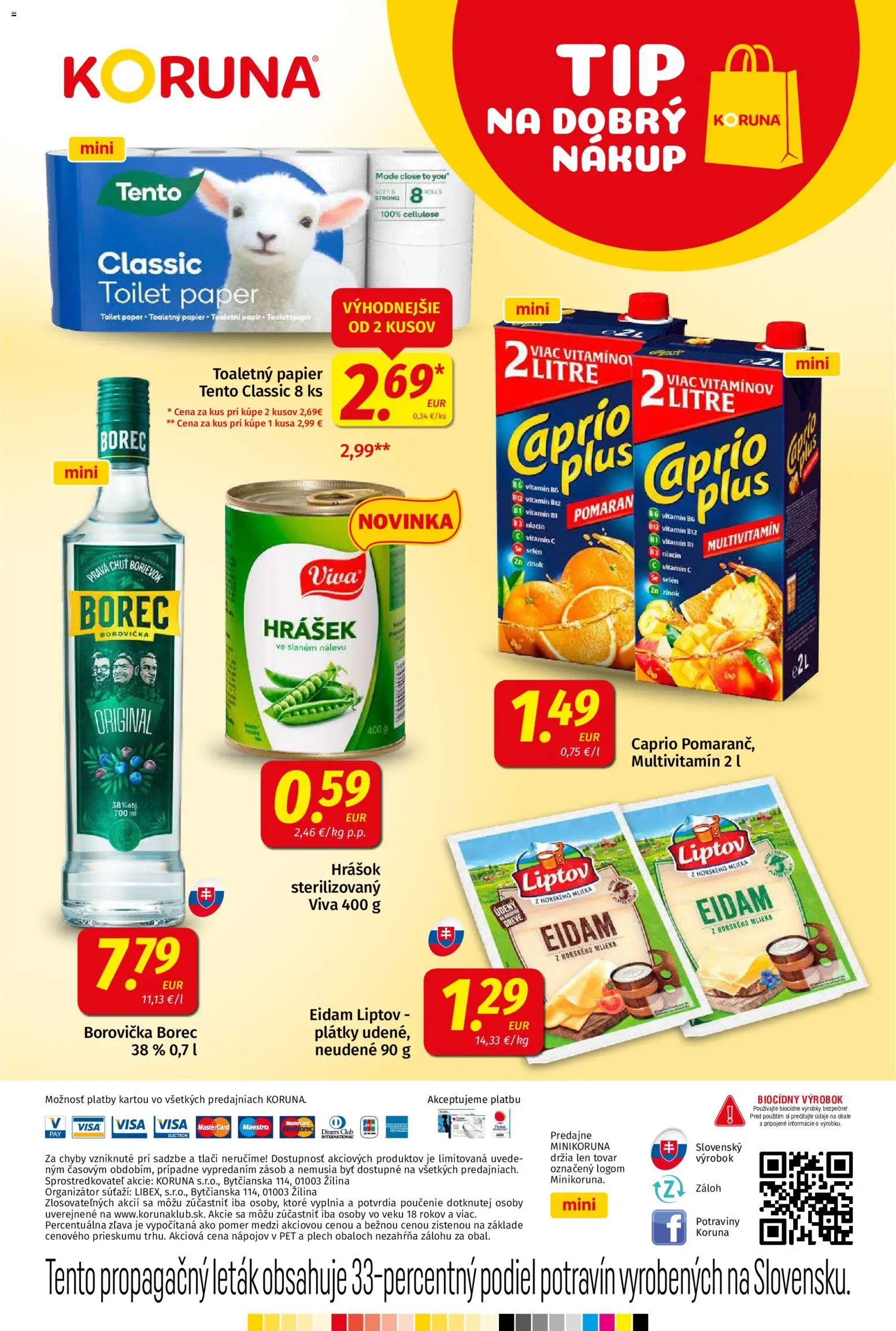 Nové Koruna akcie – leták je platný od 14.08.2026 | Strana: 24 | Produkty: Multivitamín, Borovička, Eidam, Hrášok