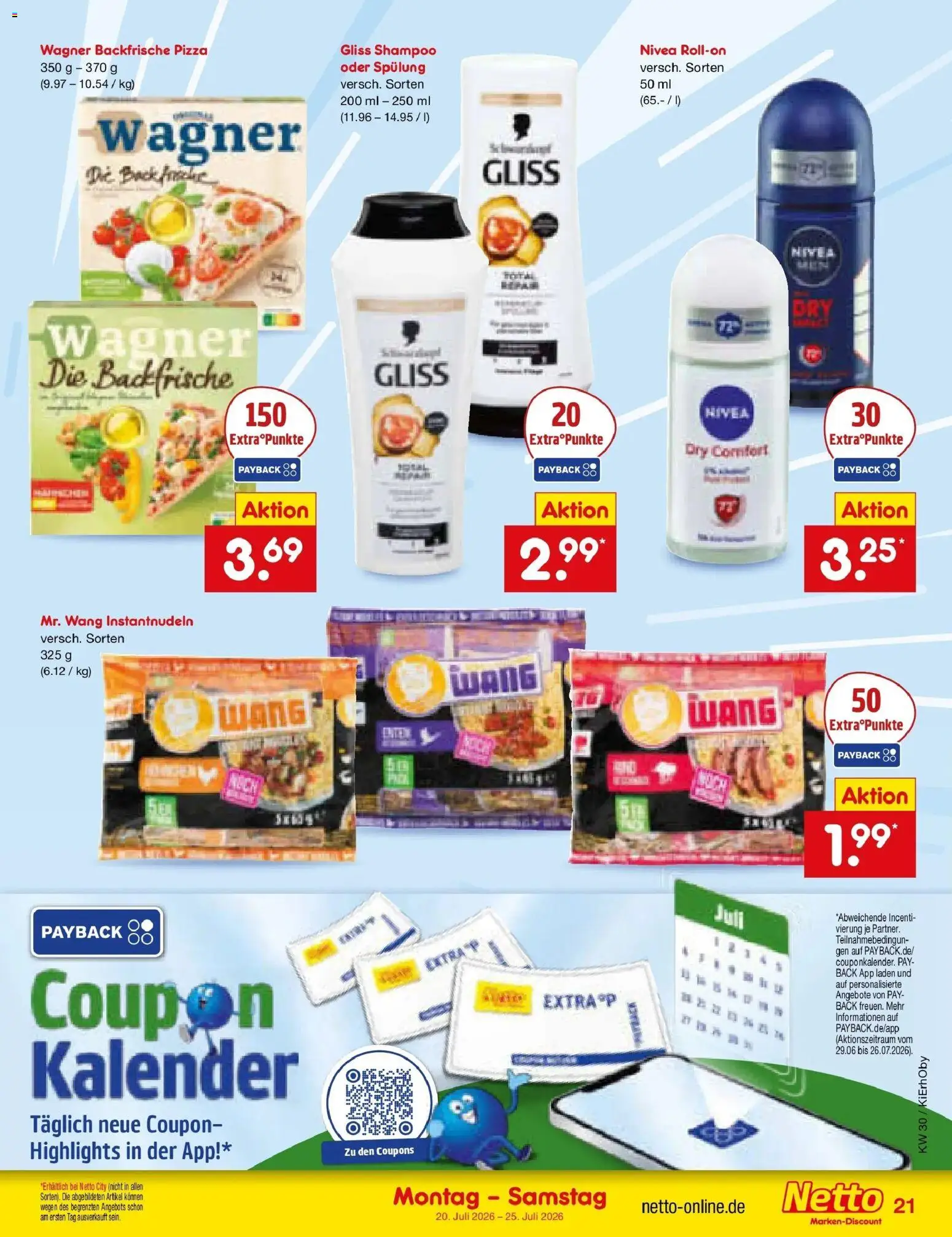 Netto Marken-Discount Prospekt Bad Friedrichshall – gültig ab 20.07.2026 | Seite: 37 | Produkte: Shampoo, Spülung, Pizza