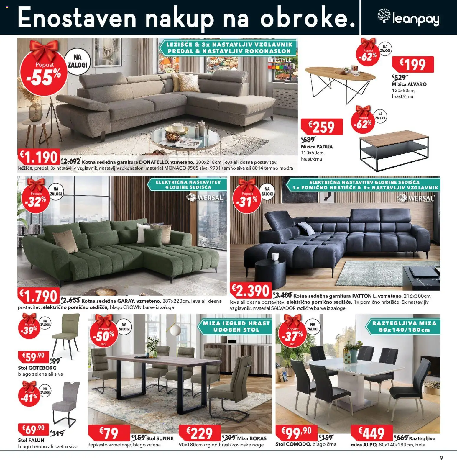 Novi Harvey Norman katalog ponudbe – veljaven od 16.09.2026 | Stran: 9 | Izdelki: Mizica, Sedezna garnitura, Stol, Zelena