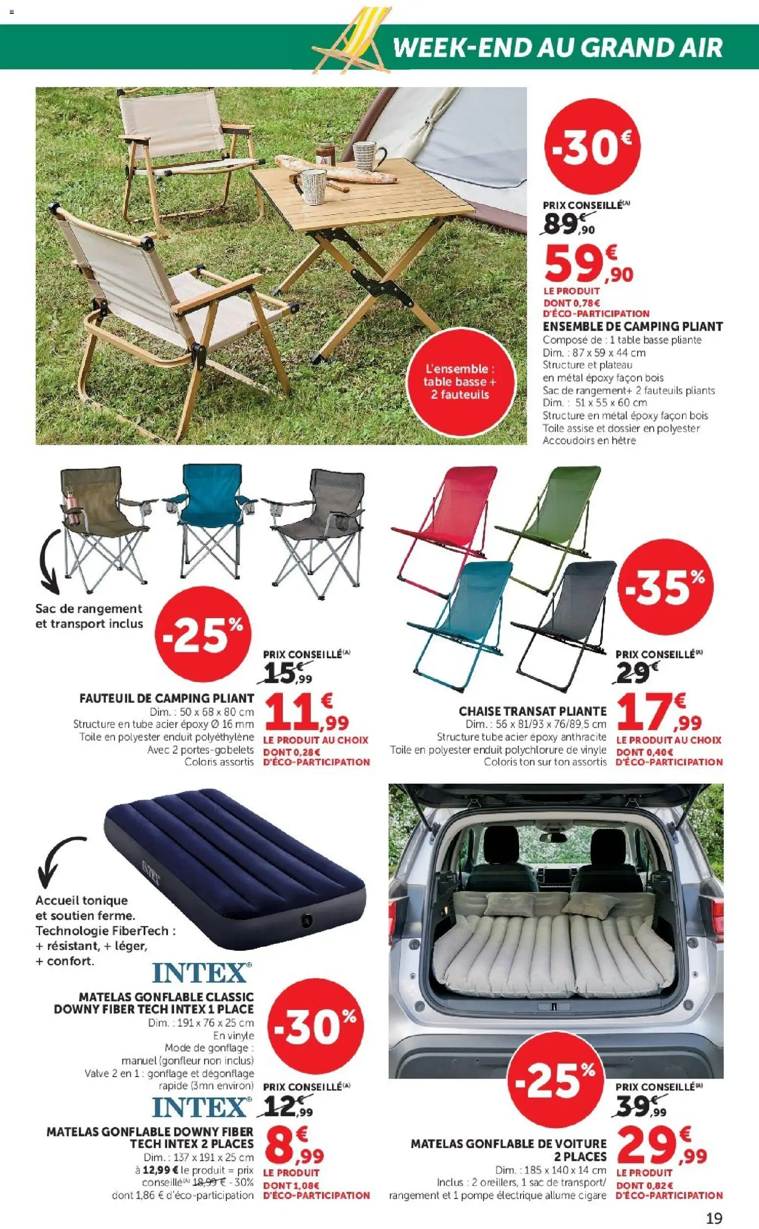 {H1} | Page: 19 | Produits: Matelas gonflable, Matelas, Table basse, Chaise