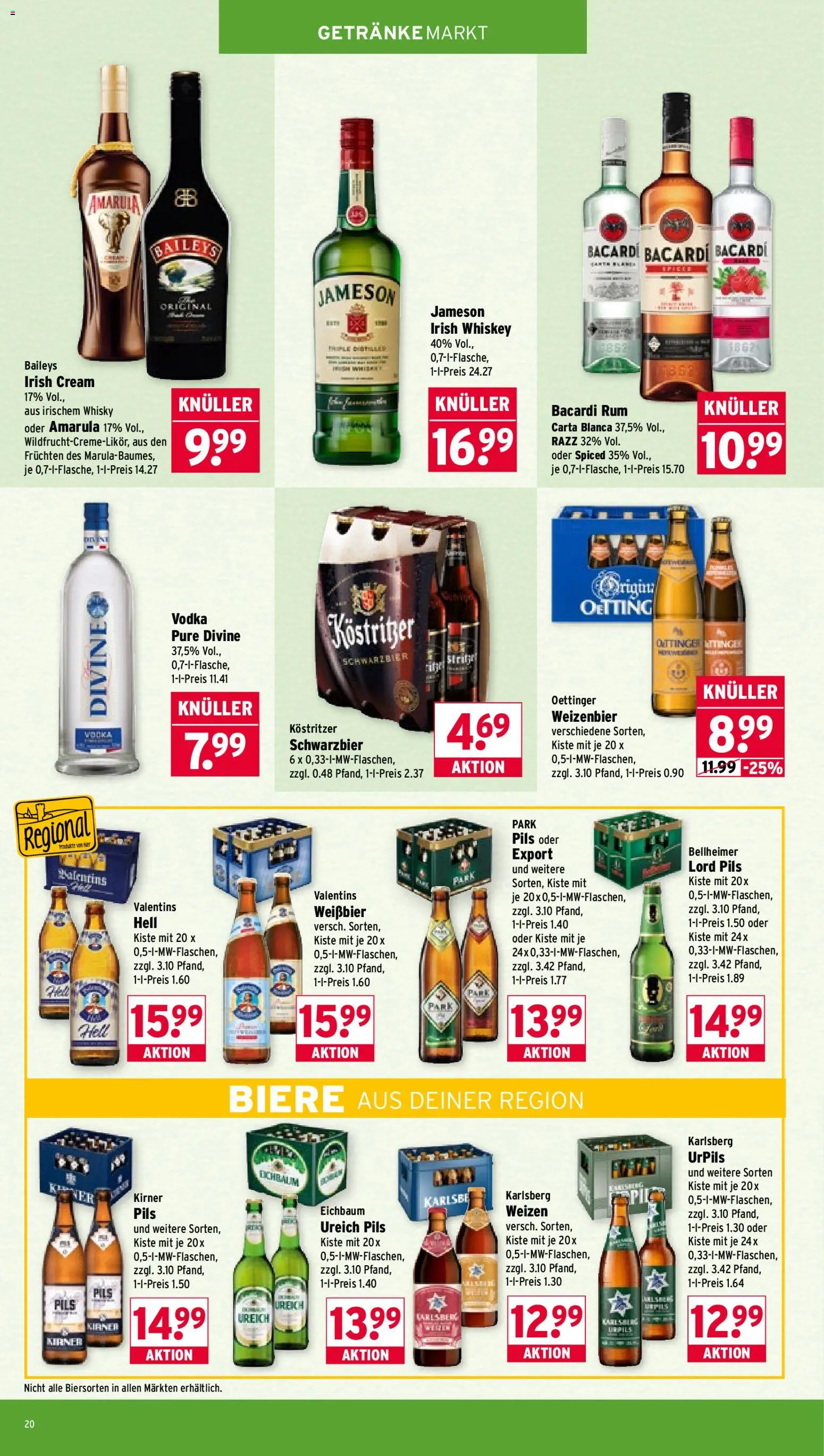 Wasgau Prospekt 	 – gültig ab 04.05.2026 | Seite: 20 | Produkte: Bacardi, Weißbier, Jameson, Oettinger