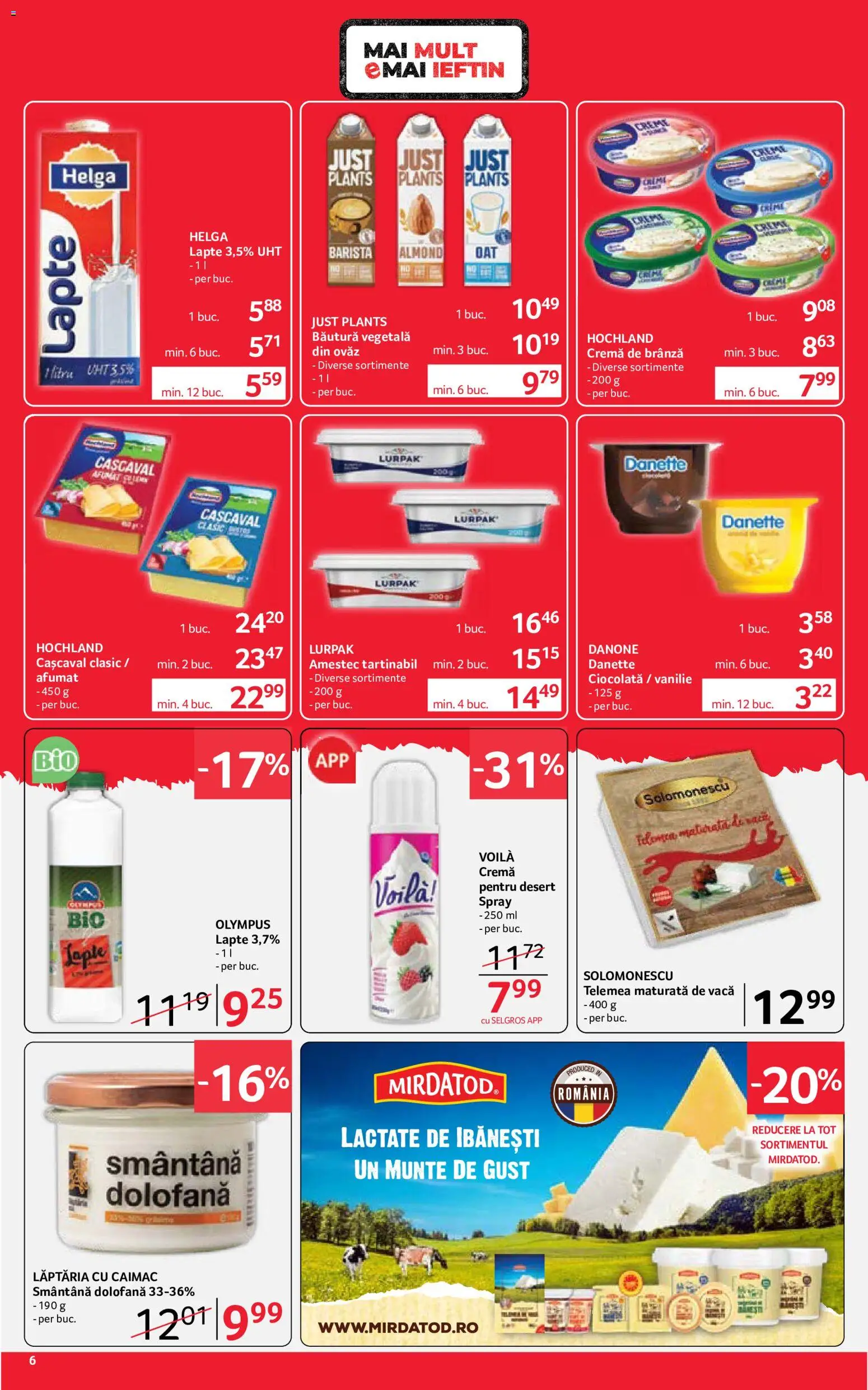 Noul catalog Selgros – valabil de la 12.06.2026 | Pagină: 6 | Produse: Lapte, Brânză, Ciocolată, Smântână