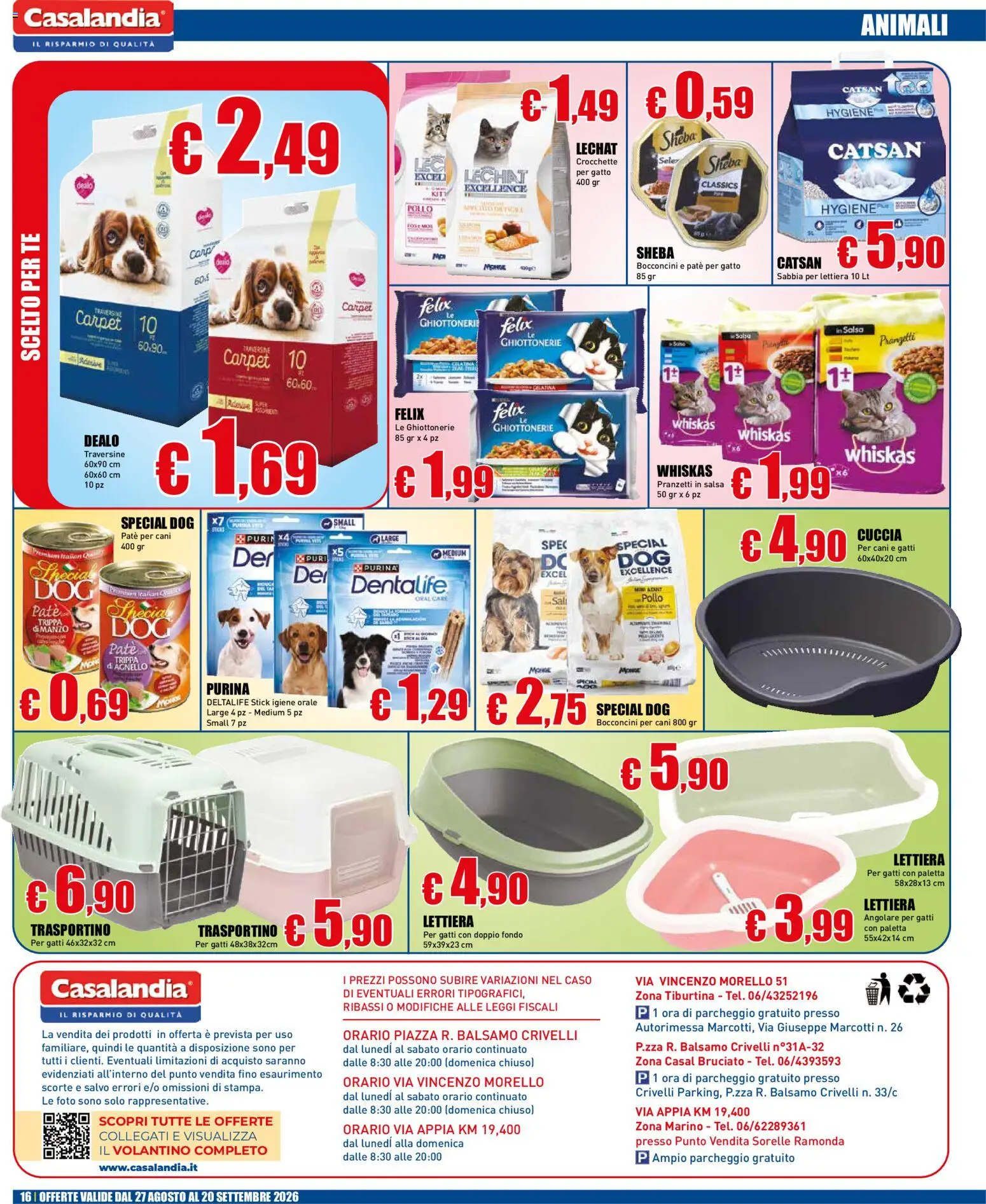 Volantino Casalandia del 27/08/2026 | Pagina: 16 | Prodotti: Paletta, Lettiera per gatti, Crocchette, Agnello