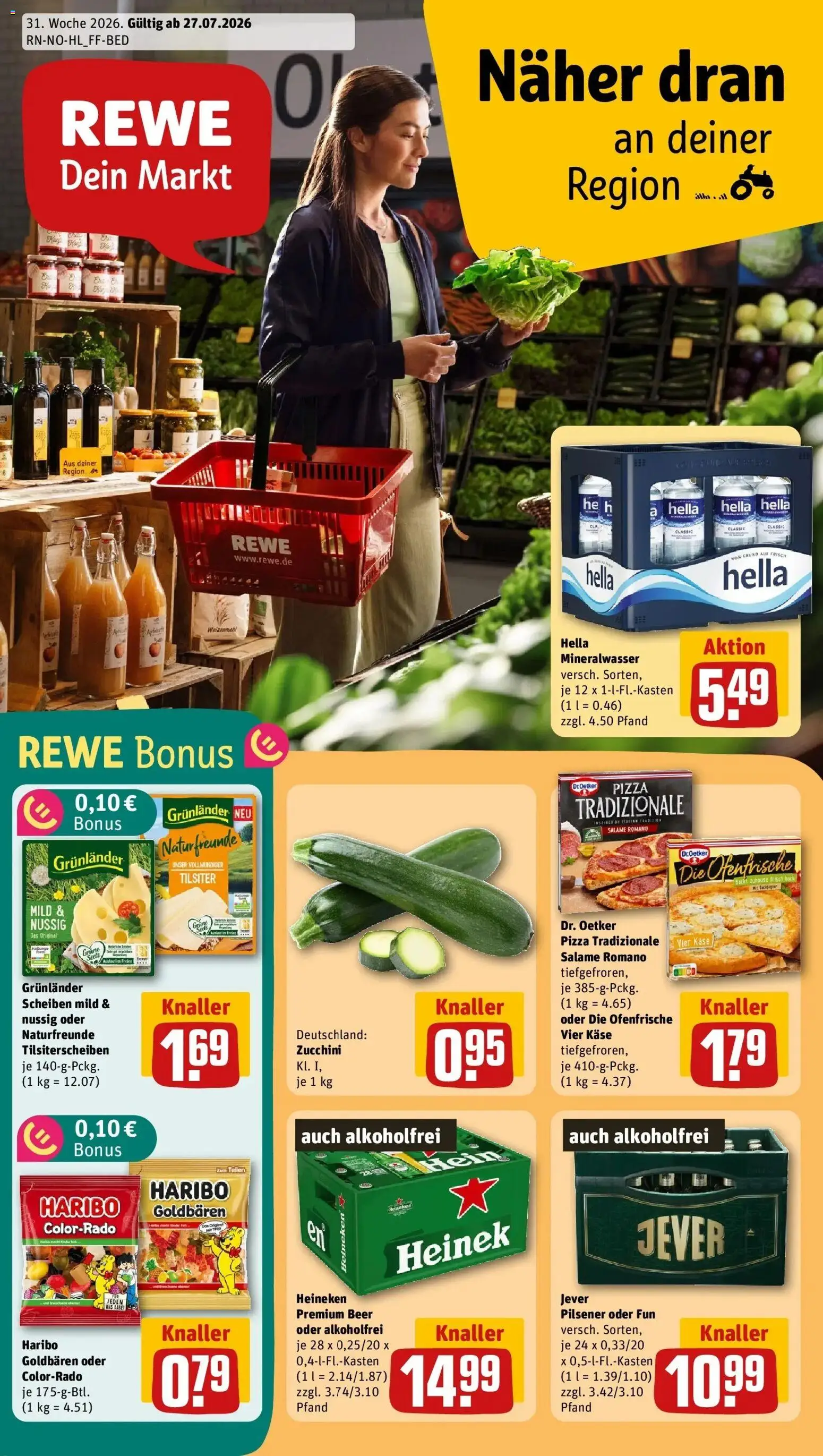 Rewe Prospekt St. Peter Ording – gültig ab 27.07.2026 | Seite: 1 | Produkte: Weizenmehl, Hella, Jever, Zucchini