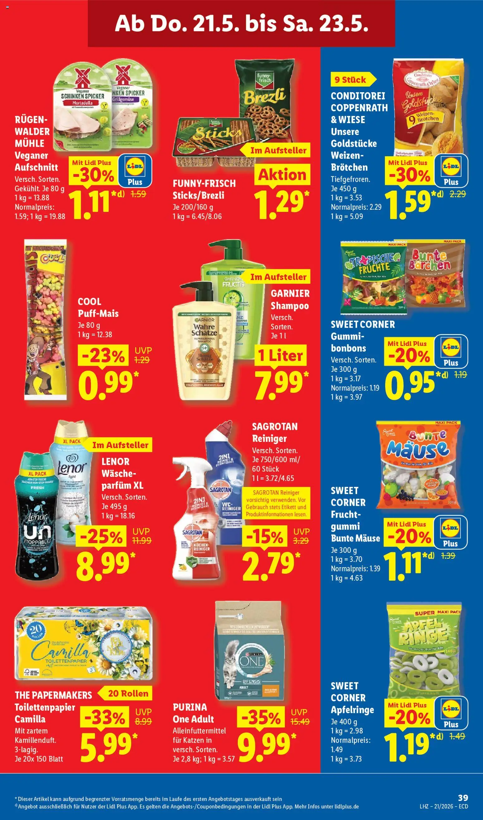 Lidl Německo leták od 18.05.2026 | Strana: 67 | Produkty: Lenor, Purina, Mortadella