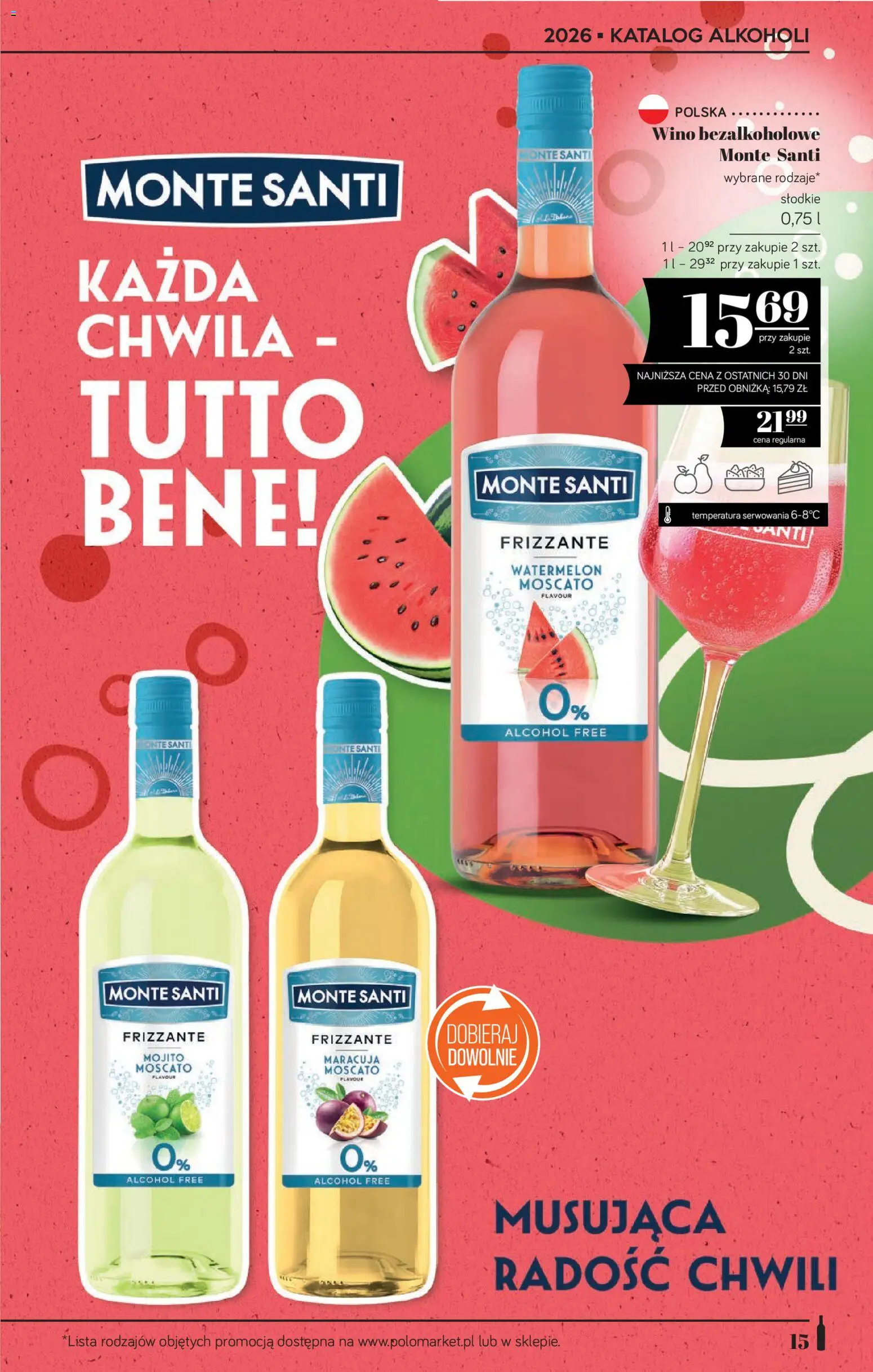 POLOmarket katalog - Alkoholi od 08.10.2026 | Strona: 15 | Produkty: Wino bezalkoholowe, Mojito, Monte Santi, Wino
