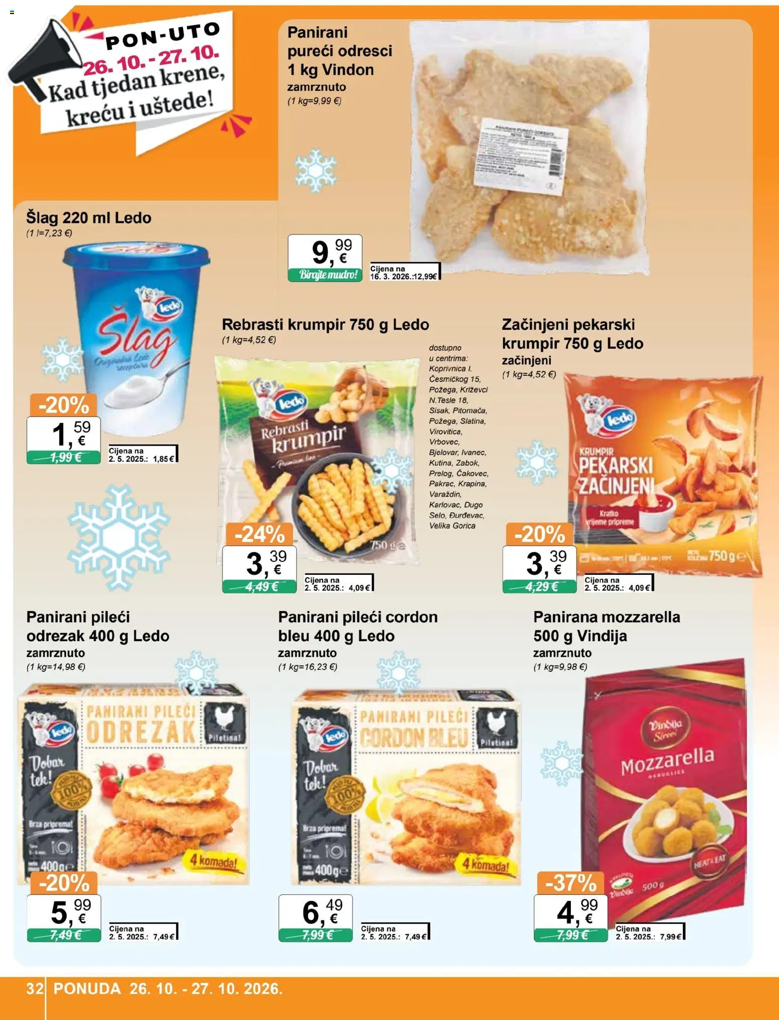 KTC katalog | vrijedi od 21.10.2026 | Stranica: 32 | Proizvodi: Vindija, Odrezak, Ledo, Šlag