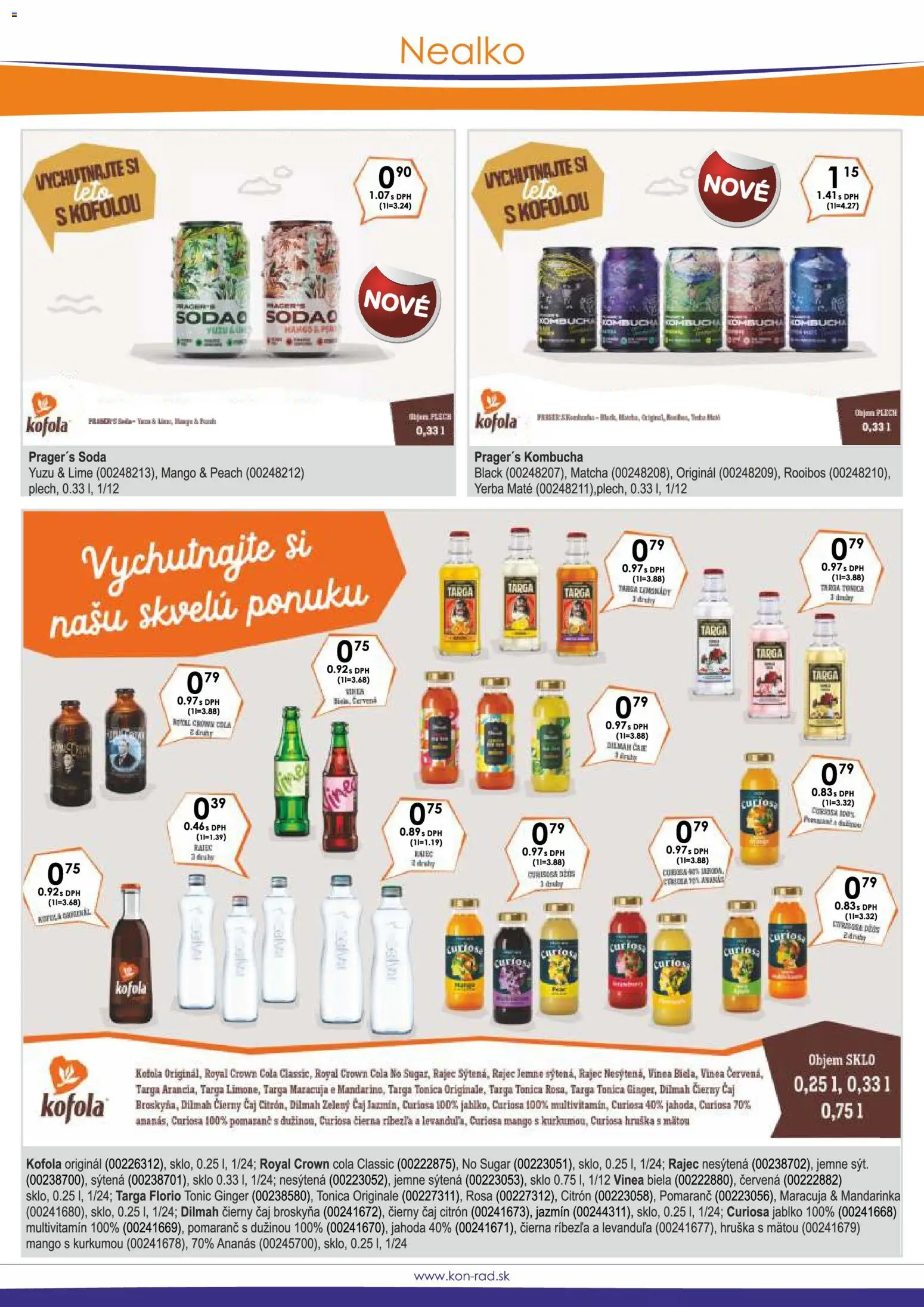Nové KON - RAD akcie – leták je platný od 01.06.2026 | Strana: 33 | Produkty: Čaj, Kofola, Mango, Cola