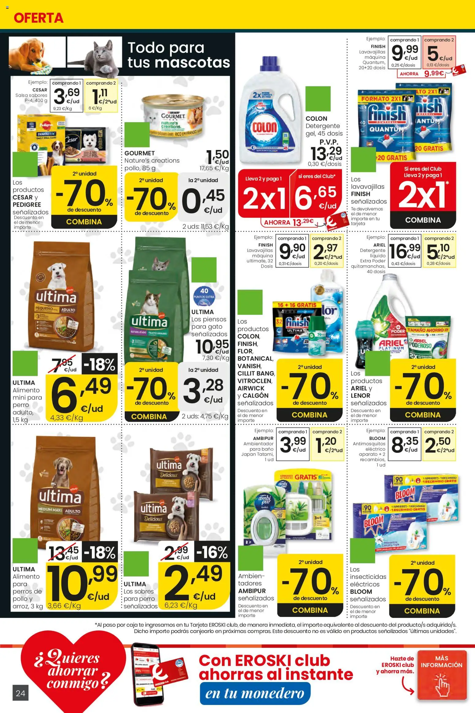 Eroski Ofertones de verano │ válido desde el 28.05.2026 | Página: 24 | Productos: Detergente, Lavavajillas, Caja, Baño