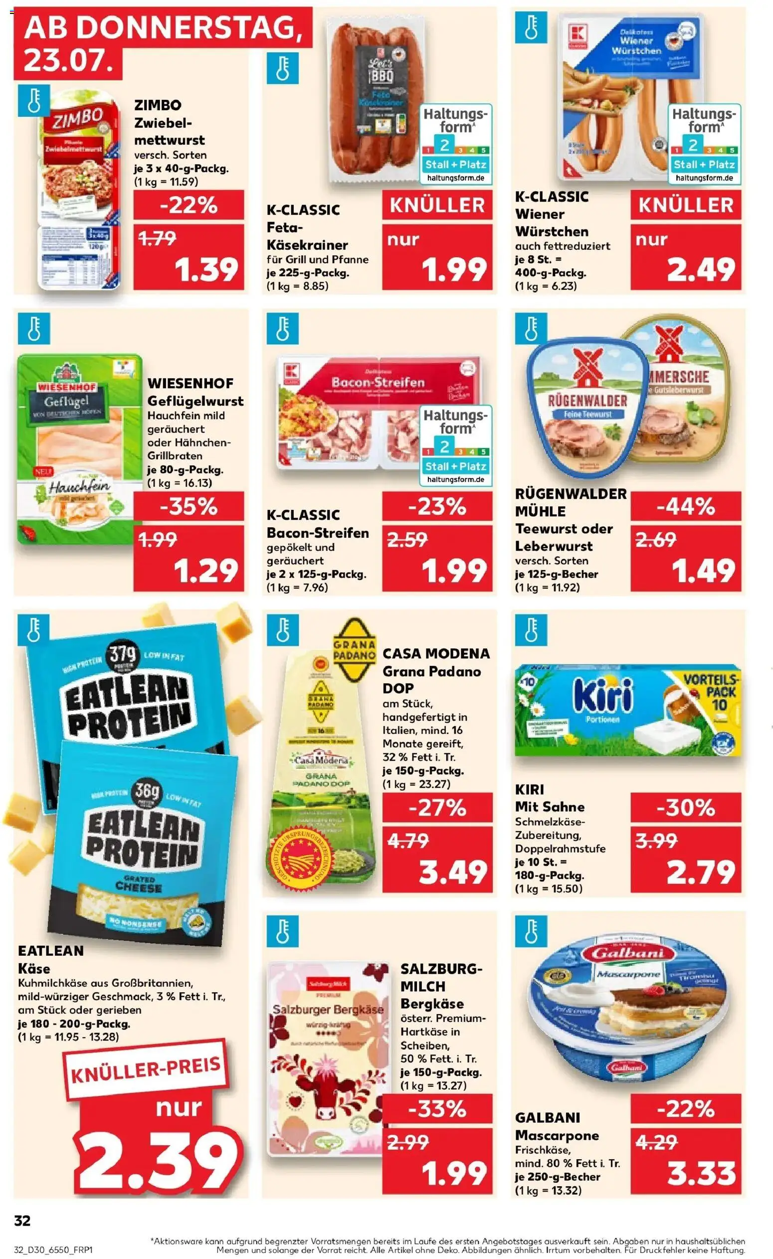 Kaufland Prospekt Bad Segeberg – gültig ab 23.07.2026 | Seite: 32 | Produkte: Hahnchen, Feta, Milch, Mascarpone