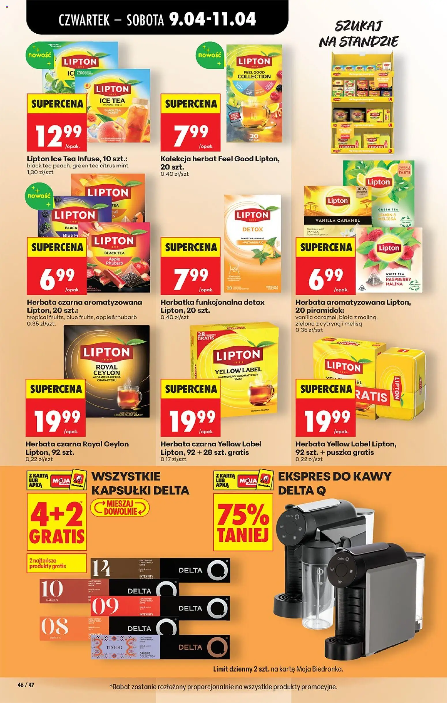 Biedronka gazetka od czwartku od 09.04.2026 | Strona: 64 | Produkty: Karta, Ice Tea, Kapsułki Delta, Herbata