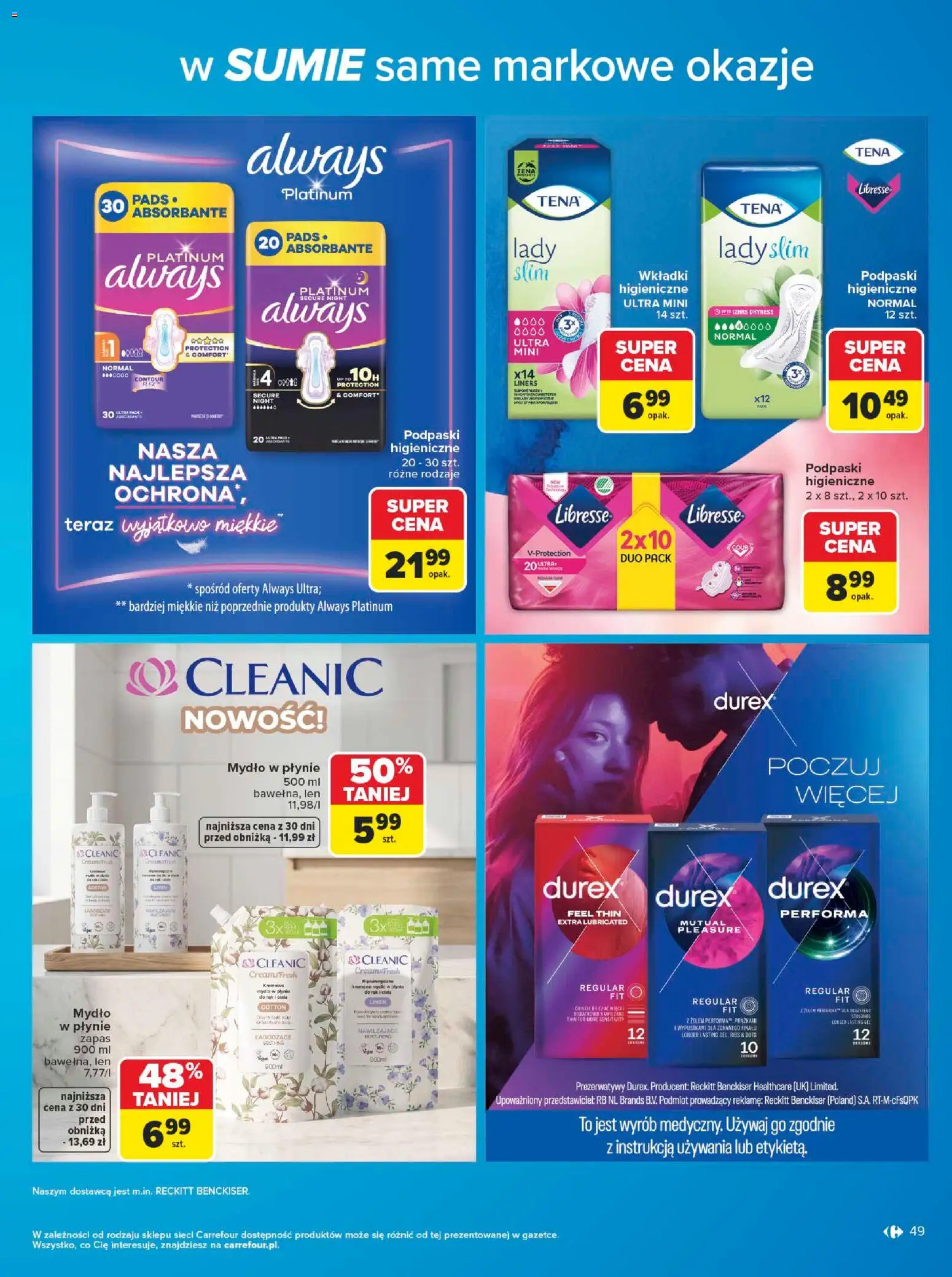 Carrefour gazetka - W sumie same markowe okazje od 08.06.2026 | Strona: 49 | Produkty: Mydło w płynie, Podpaski, Mydło, Krem