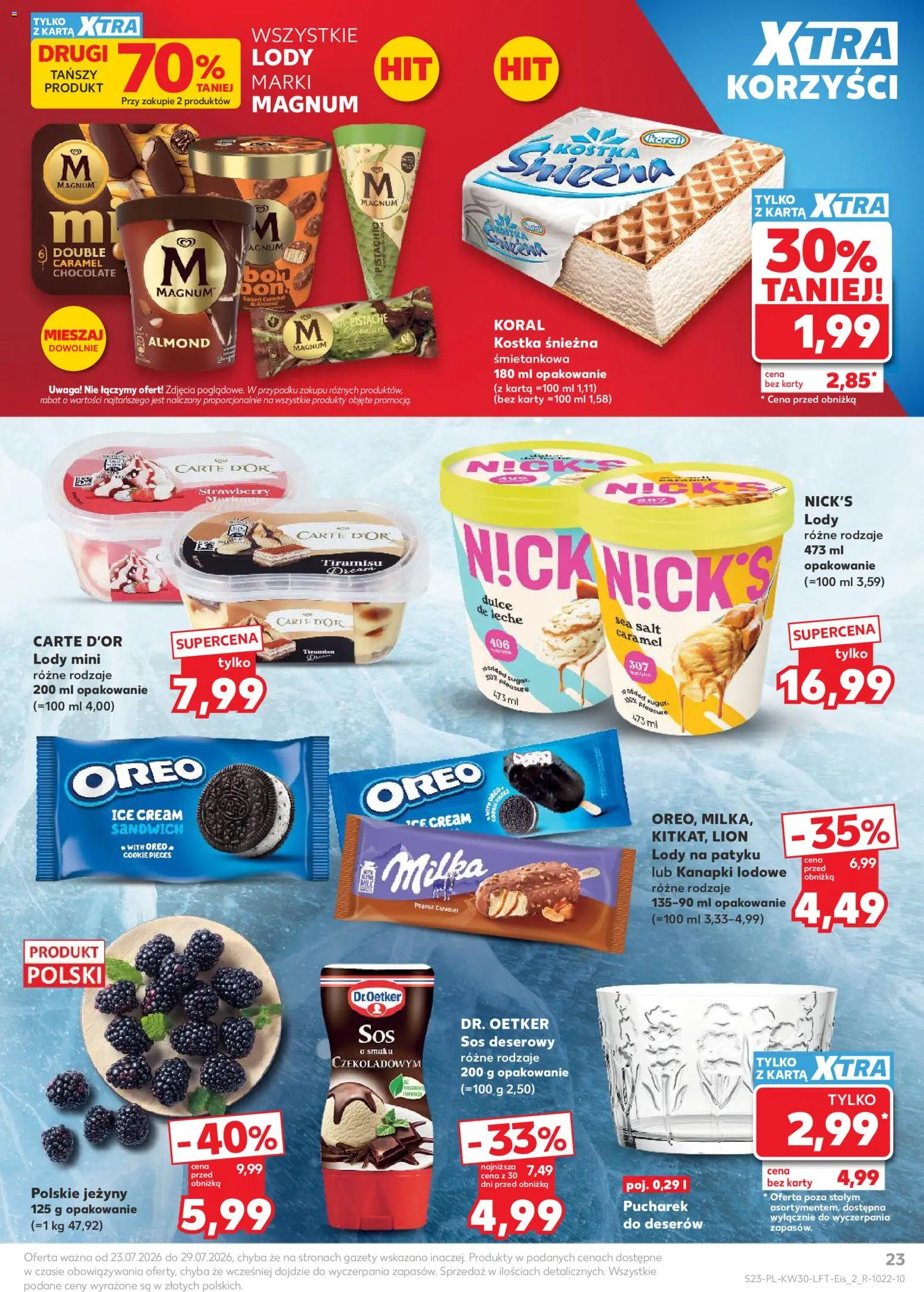 Kaufland Polsko leták od 23.07.2026 | Strana: 23 | Produkty: Milka, Magnum, Karty, Oreo