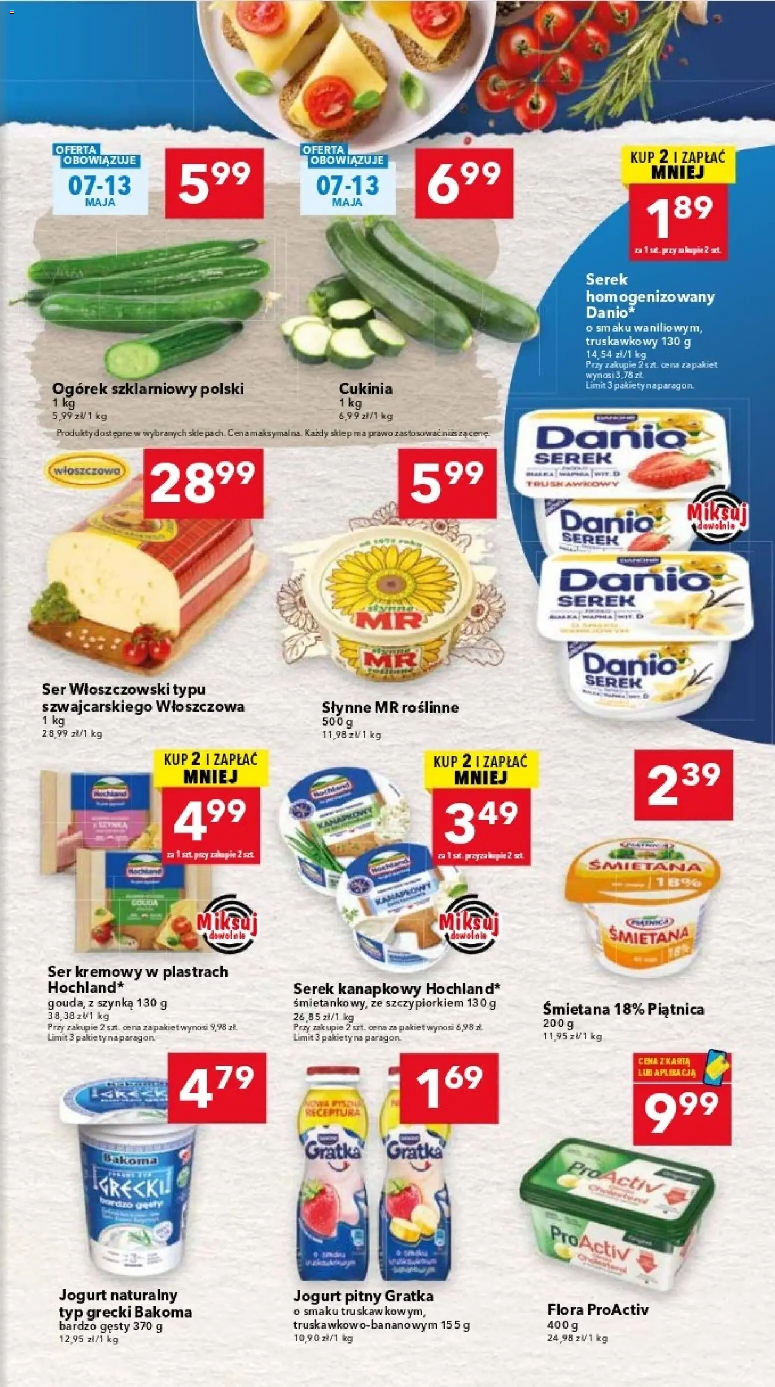 Lewiatan gazetka - Katowice od 07.05.2026 | Strona: 3 | Produkty: Serek kanapkowy, Jogurt naturalny, Śmietana, Ogórek szklarniowy