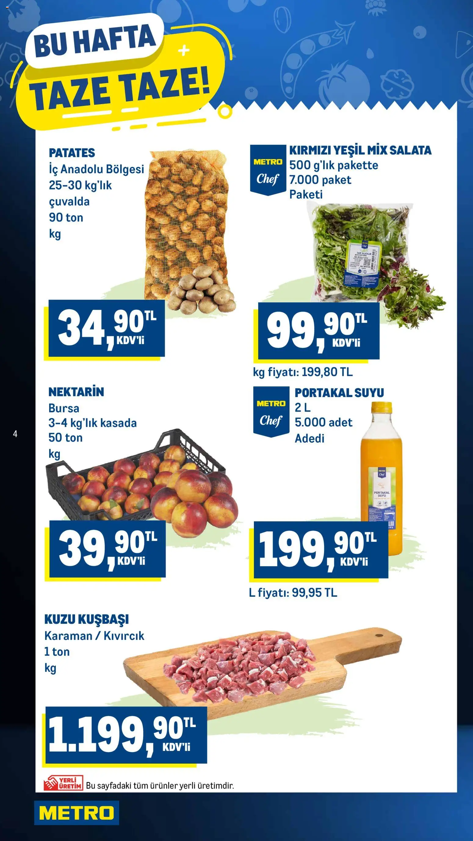 Metro Katalog - 05 Ağustos 2026 tarihinden itibaren geçerlidir | Sayfa: 4 | Ürünler: Portakal, Salata, Patates, Nektarin