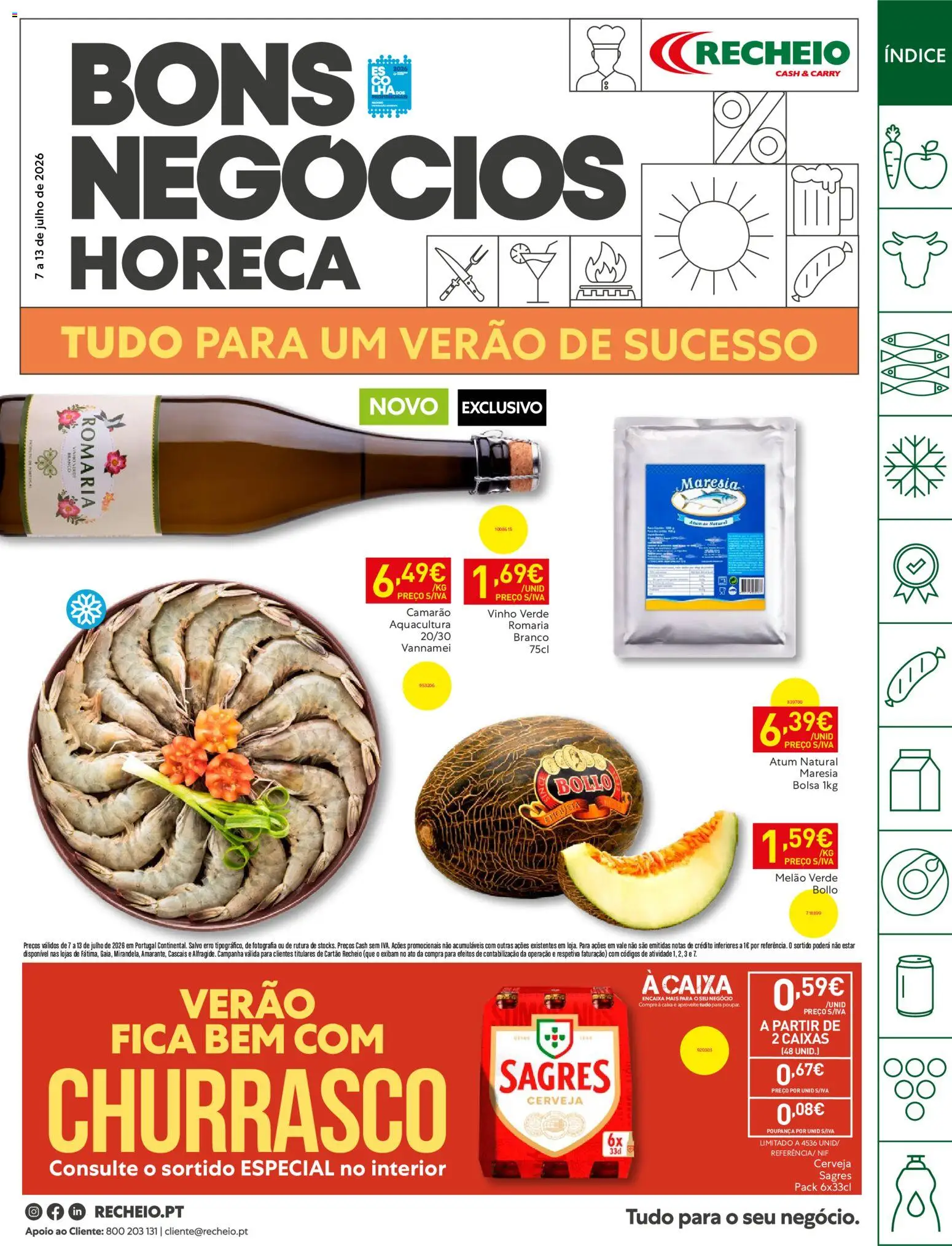 Recheio Horeca │ válido de 07/07/2026 | Página: 1 | Produtos: Atum, Bolsa, Caixa, Vinho