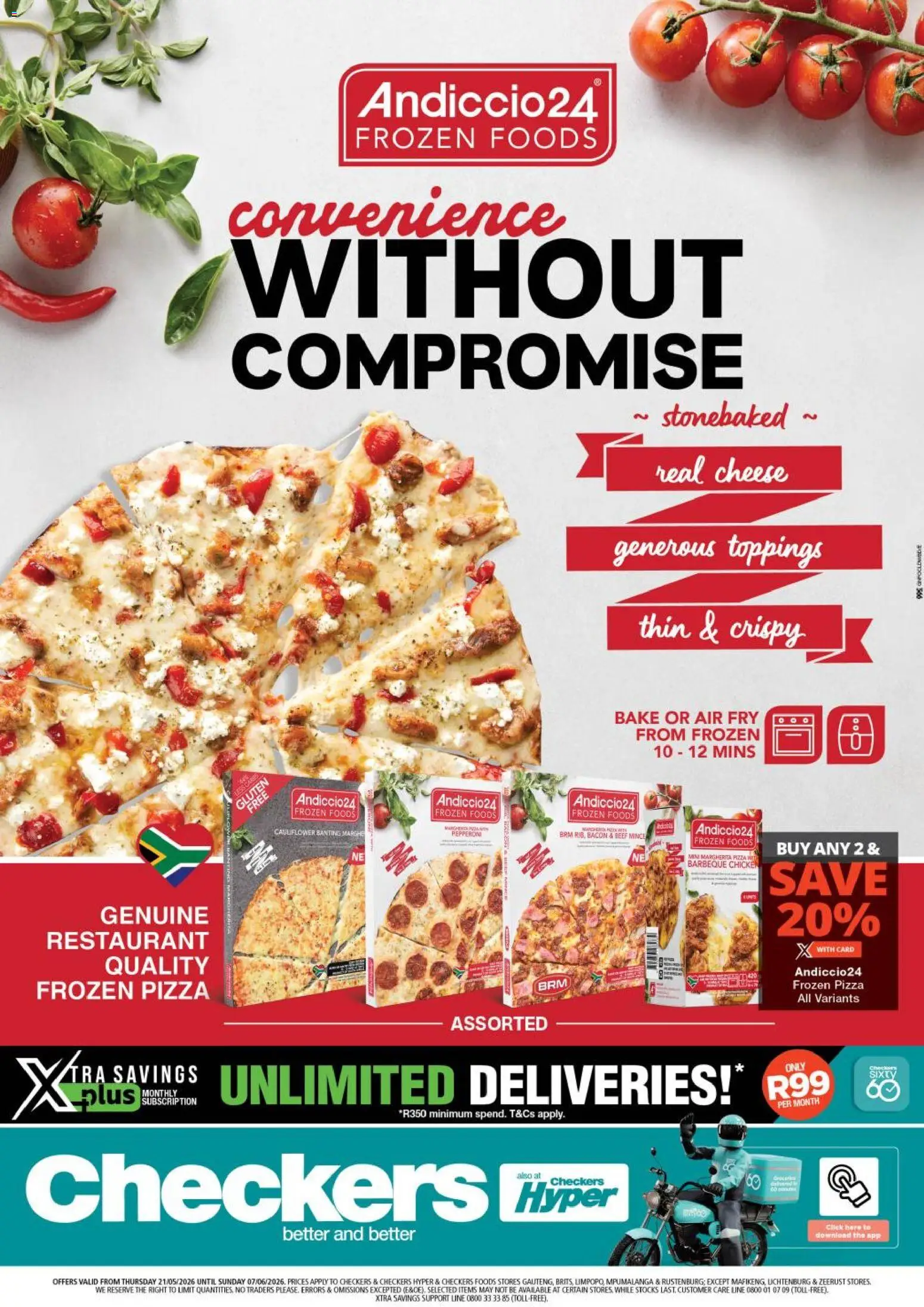 New Checkers catalogue – valid from 21.05.2026 | Page: 1 | Products: Cauliflower, Cheese, Pizza, Chicken