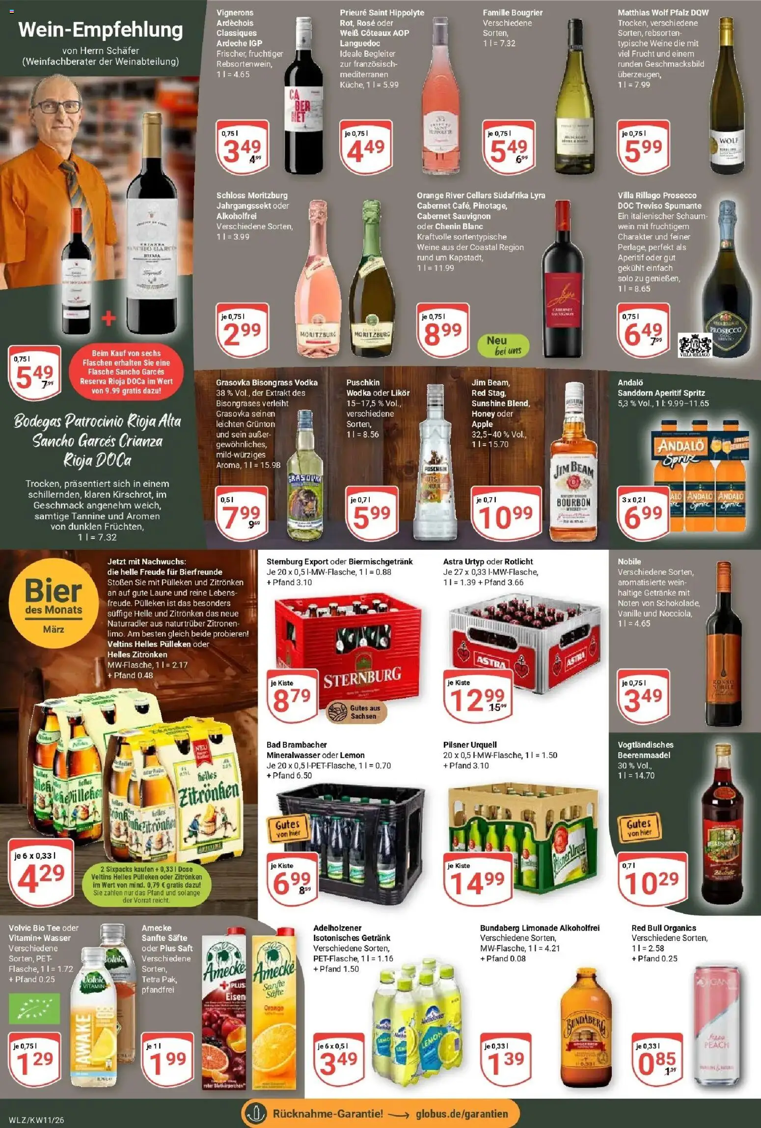 Globus prospekt Weischlitz	 – gültig ab 09.03.2026 | Seite: 17 | Produkte: Astra, Limonade, Mineralwasser, Tee