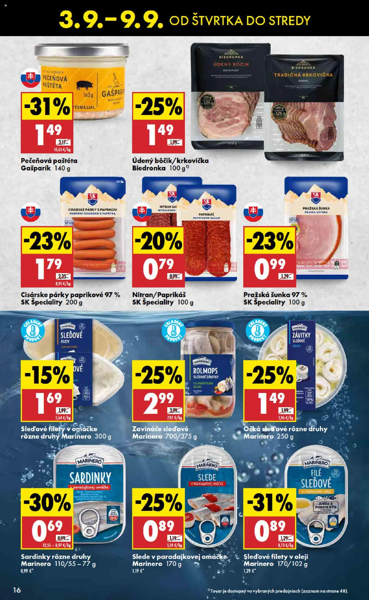Nové Biedronka akcie – leták je platný od 03.09.2026 | Strana: 16 | Produkty: Filé, Krkovička, Špeciality, Paštéta
