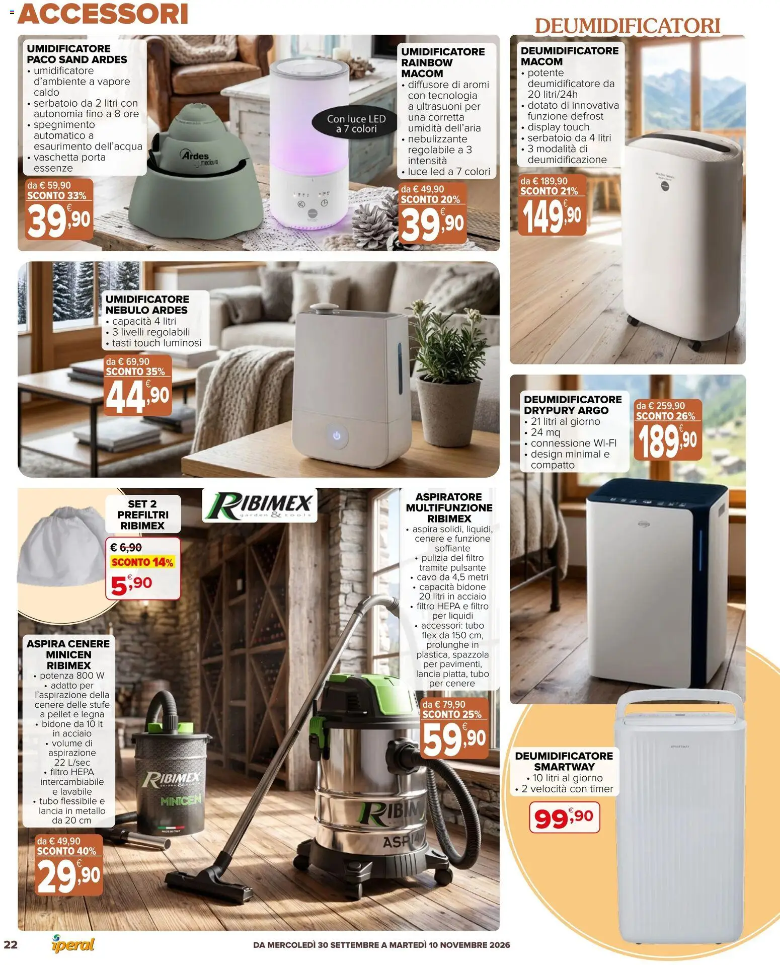 Volantino Iperal del 30/09/2026 | Pagina: 22 | Prodotti: Pellet, Porta, Filtro HEPA, Cavo