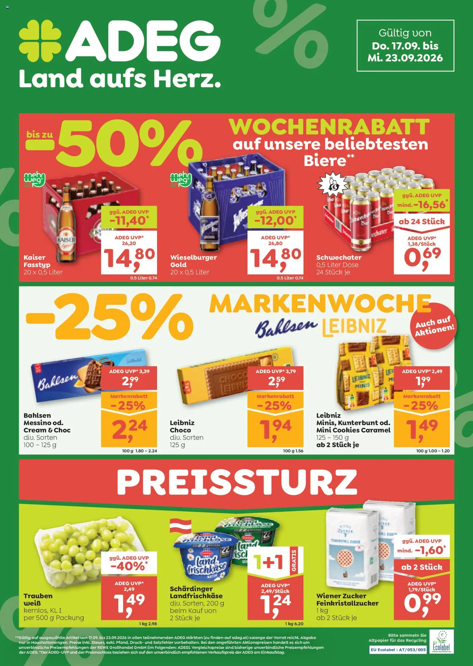 ADEG Flugblatt gültig ab 17.09.2026 | Seite: 1 | Produkte: Zucker