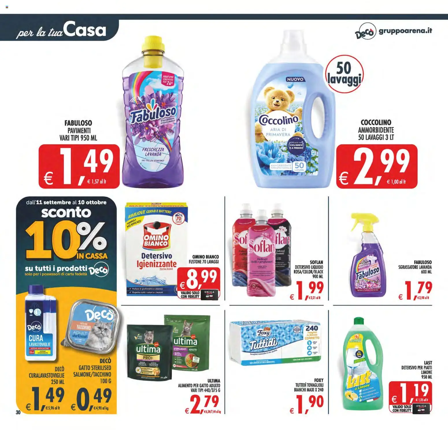 Volantino Decò del 02/10/2026 | Pagina: 30 | Prodotti: Detersivo per piatti, Sgrassatore, Limone, Lavastoviglie