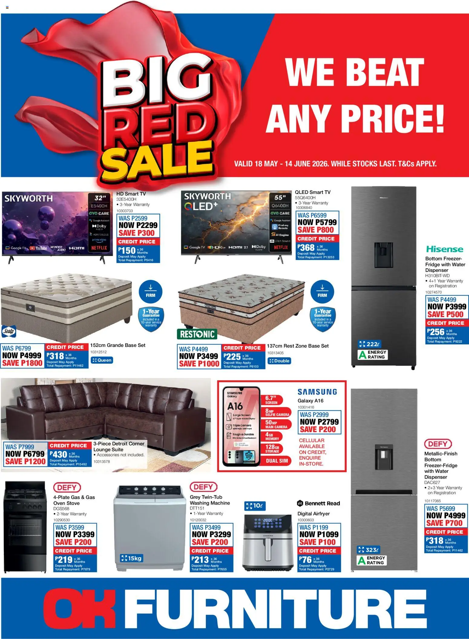 New OK Furniture catalogue – valid from 18.05.2026 | Page: 1 | Products: Sim, Audio, Stove, Fridge