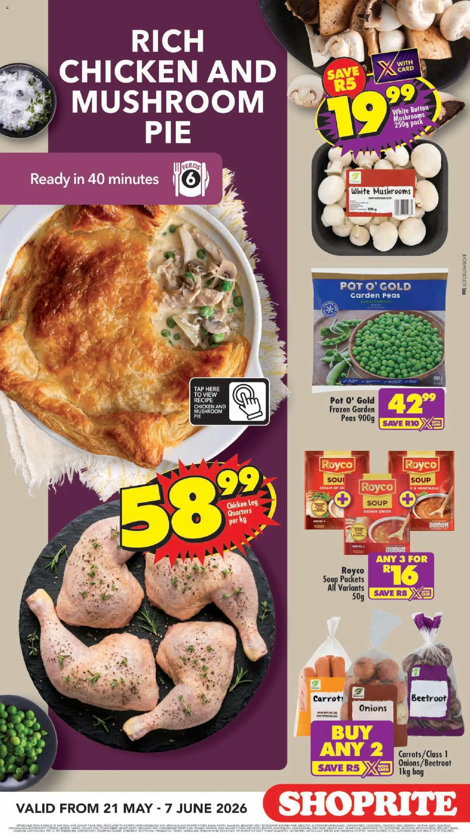 New Shoprite catalogue – valid from 21.05.2026 | Page: 3 | Products: Mushrooms, Tap, Cream, Vegetables