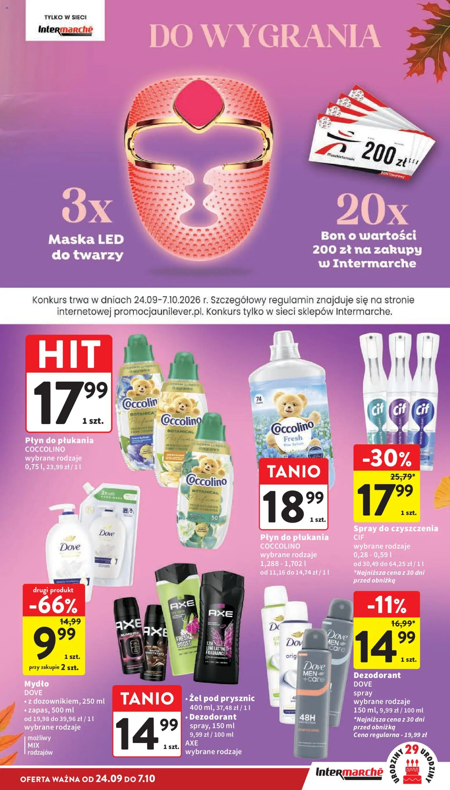 Intermarche gazetka od 24.09.2026 | Strona: 35 | Produkty: Płyn do płukania, Coccolino, Dove, Dezodorant