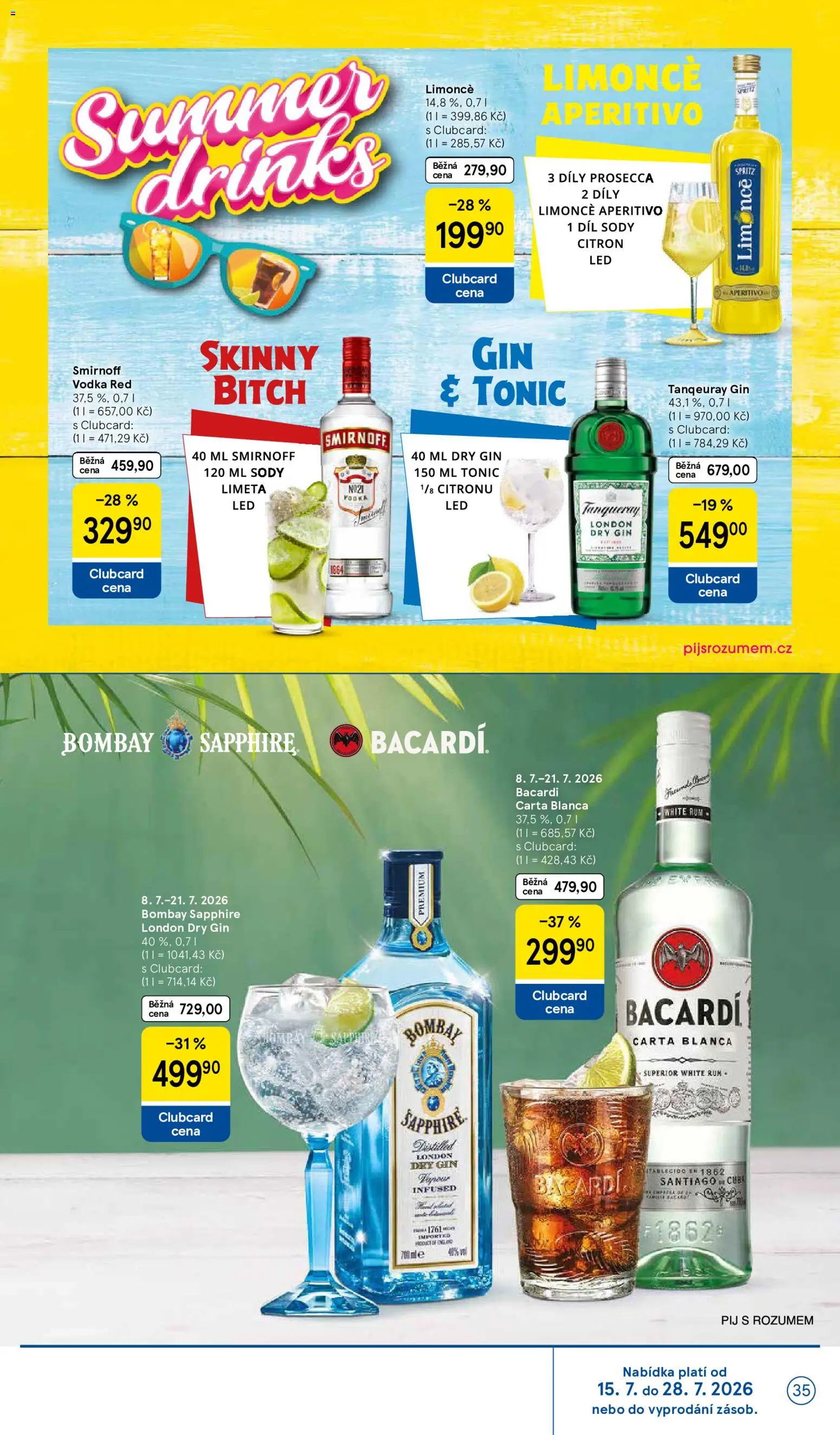 Tesco leták - Hypermarket od 15.07.2026 | Strana: 35 | Produkty: Vodka, Bombay Sapphire, Tonic, LED