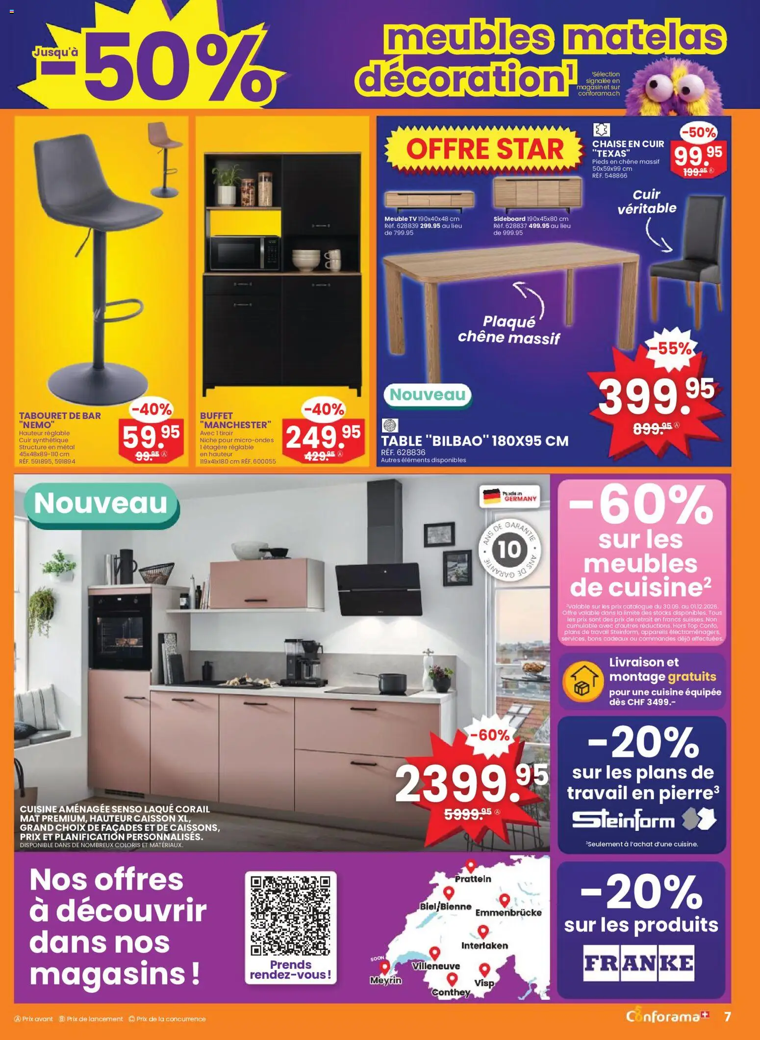 Conforama aktionen FR – gültig ab 30.09.2026 | Seite: 7 | Produkte: TV, Top, Sideboard