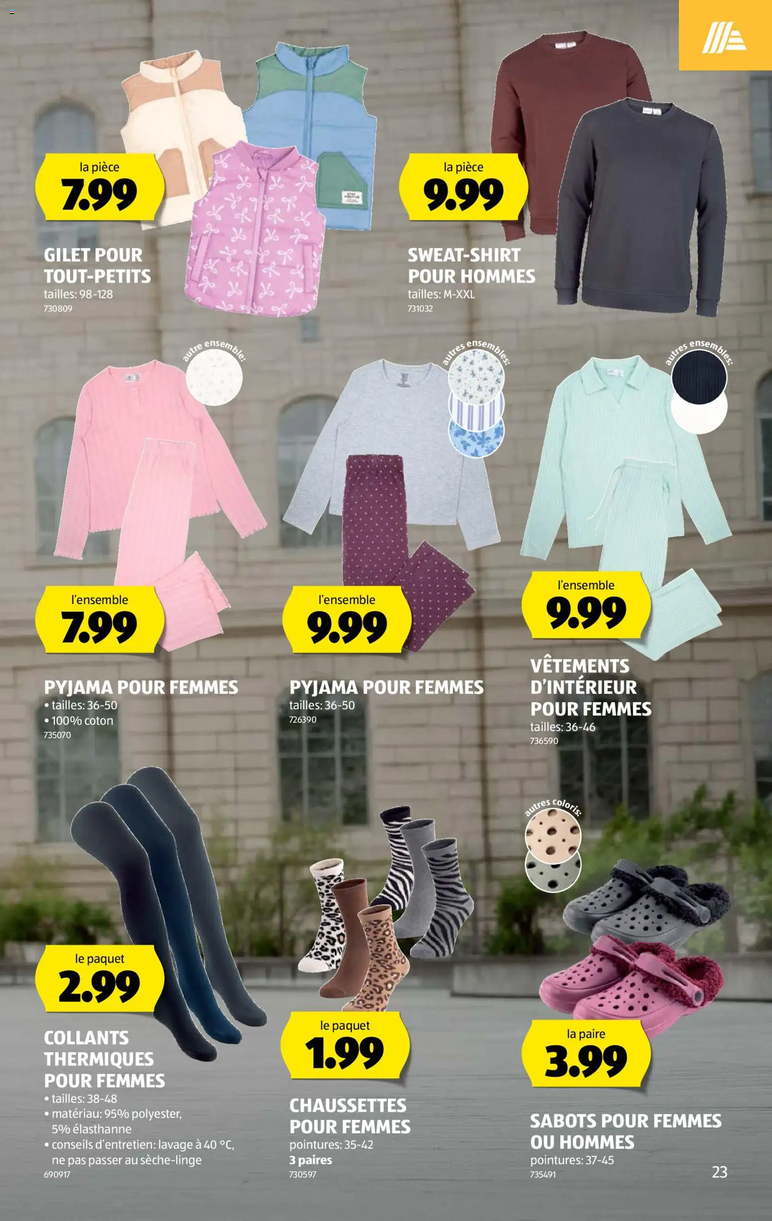 Aldi aktionen FR – gültig ab 10.09.2026 | Seite: 23 | Produkte: Pyjama, Sweatshirt