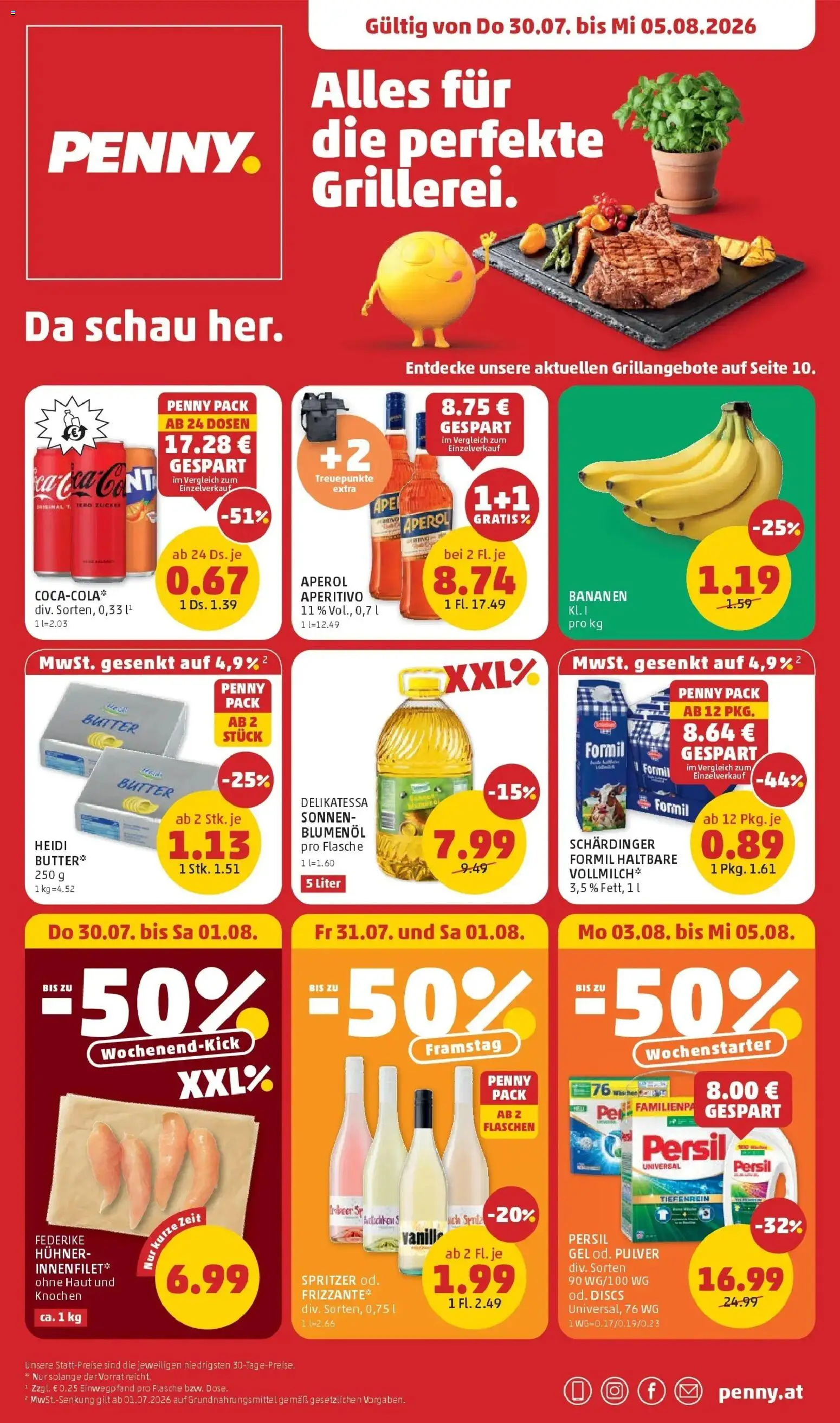 Penny Markt Die ganze Woche sparen gültig ab 30.07.2026 | Seite: 1 | Produkte: Zucker, Aperol, Vanille, Butter