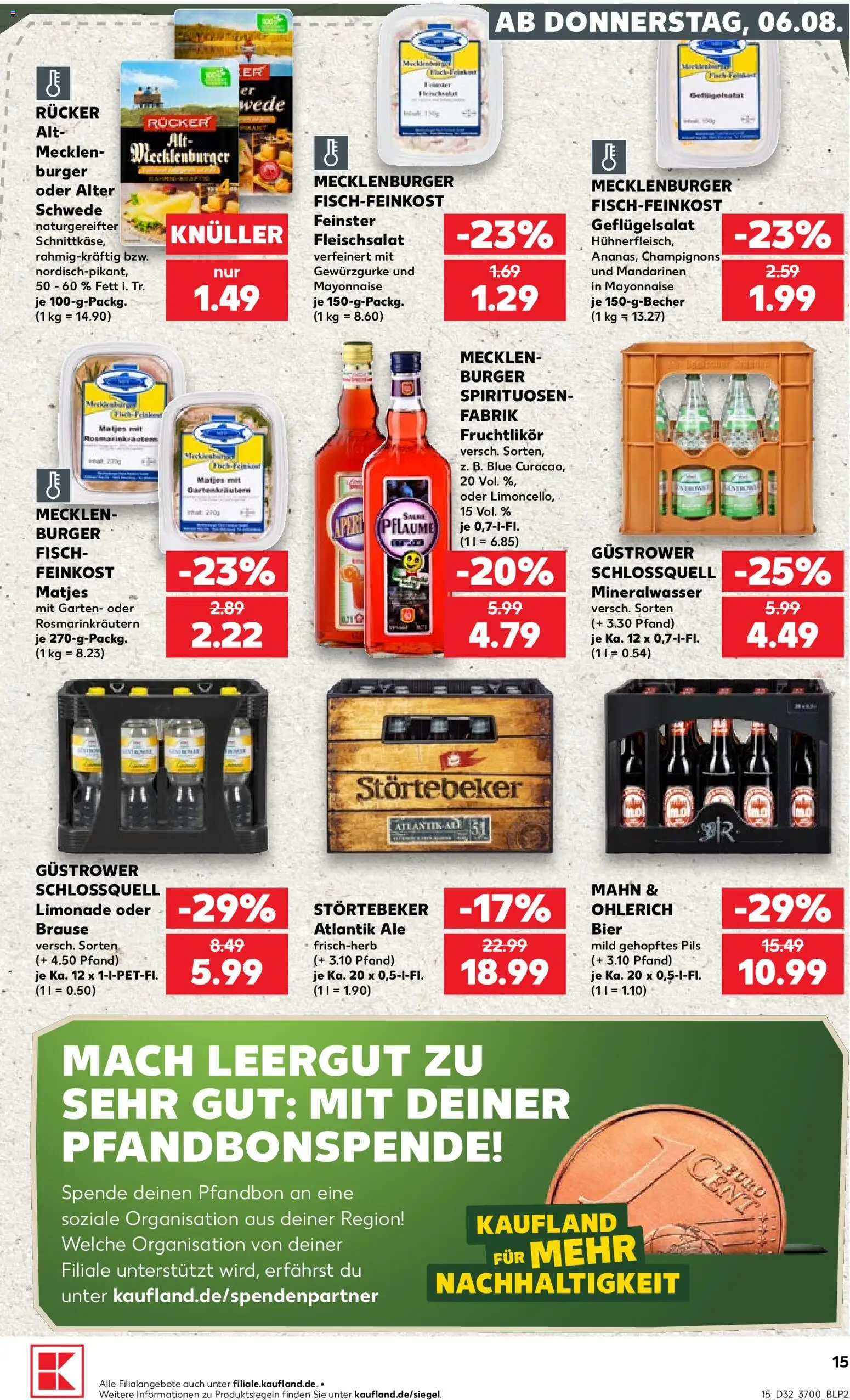 Kaufland Prospekt Rostock – gültig ab 06.08.2026 | Seite: 15 | Produkte: Burger, Mandarinen, Mineralwasser, Mayonnaise