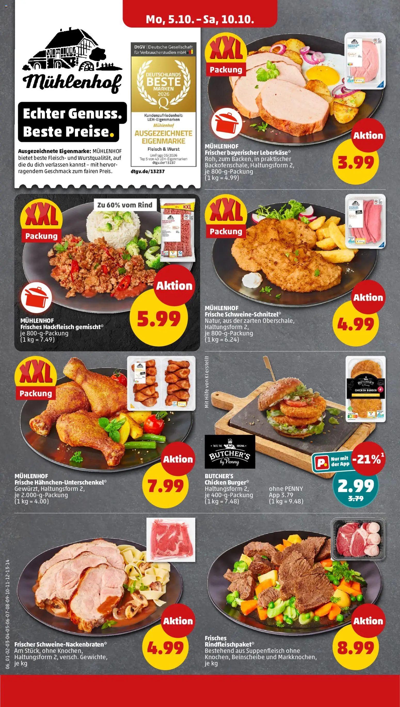 Penny Prospekt – gültig ab 05.10.2026 | Seite: 10 | Produkte: Top, Suppenfleisch, Fleisch, Leberkase