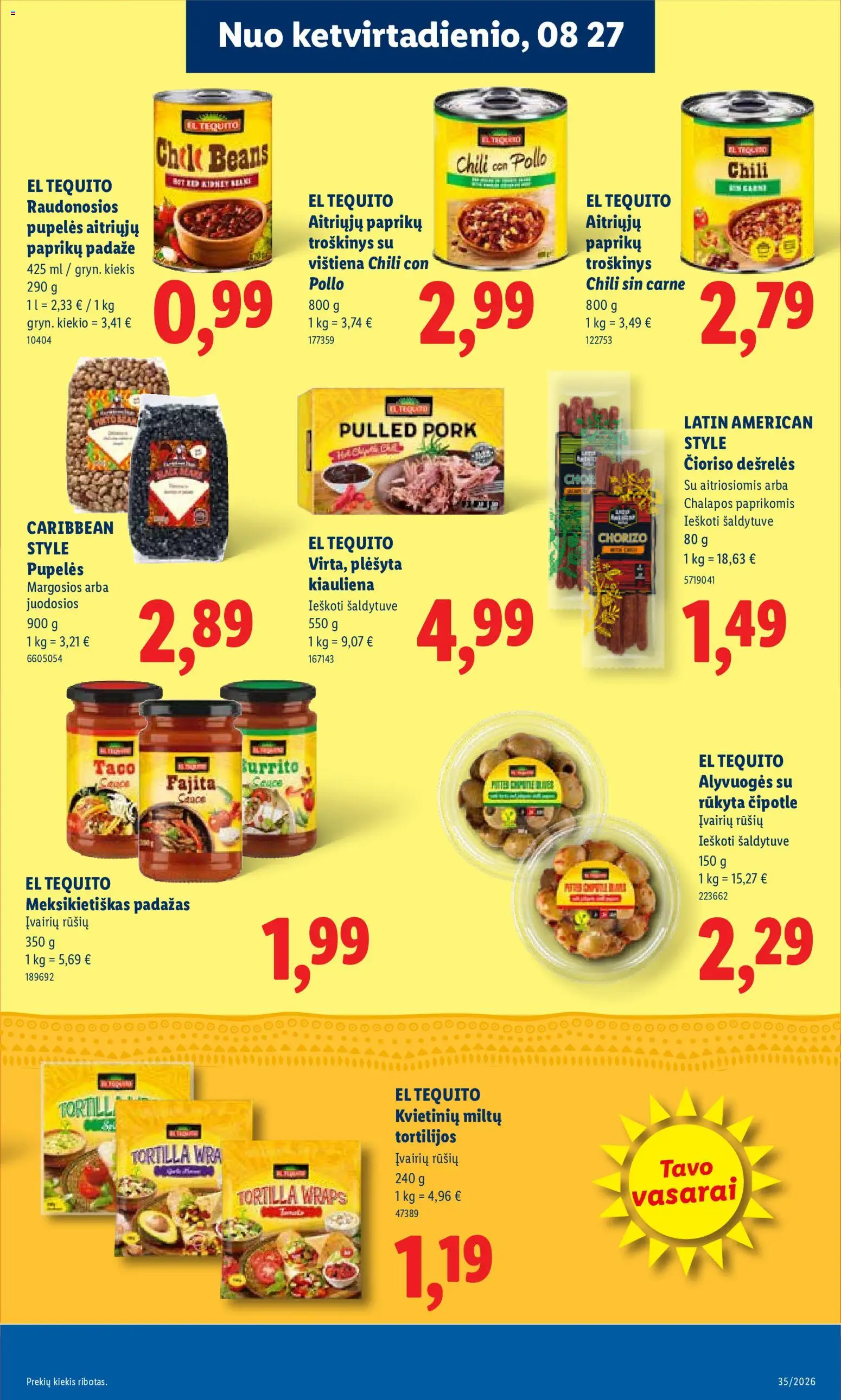 LIDL akcijos nuo 2026.08.24 | Puslapis: 25 | Prekių: Dešrelės, Vištiena, Kiauliena, Padažas